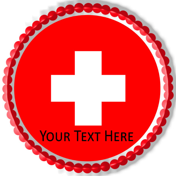 Switzerland flag - Edible Cake Topper, Cupcake Toppers, Strips