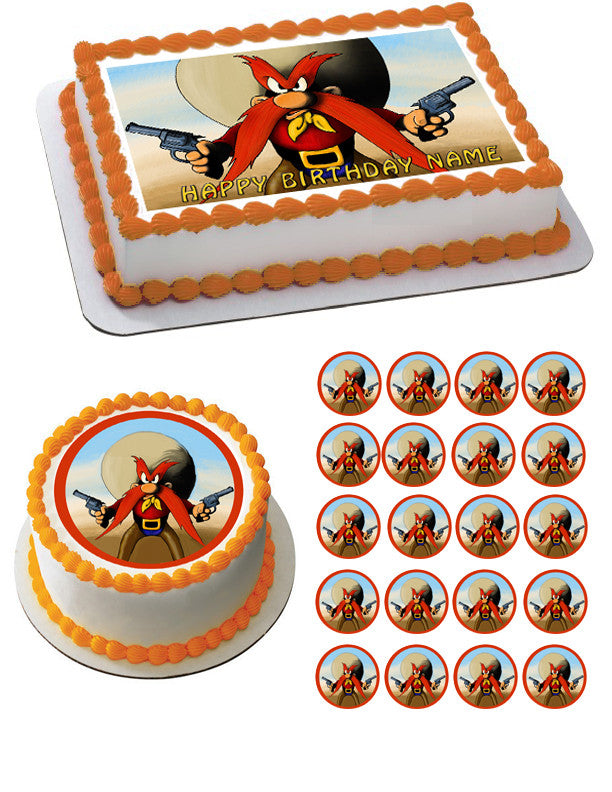 YOSEMITE SAM - Edible Cake Topper OR Cupcake Topper, Decor