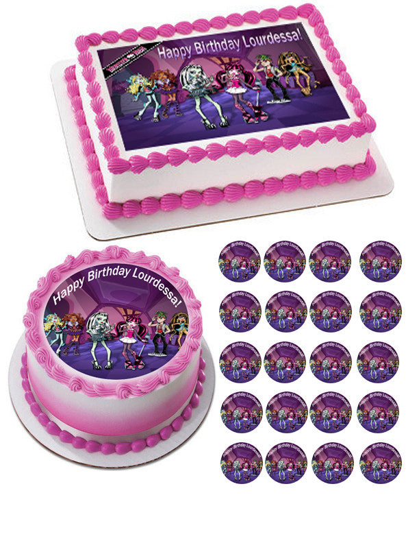 MONSTER HIGH Edible Birthday Cake Topper OR Cupcake Topper, Decor - Edible Prints On Cake (Edible Cake &Cupcake Topper)