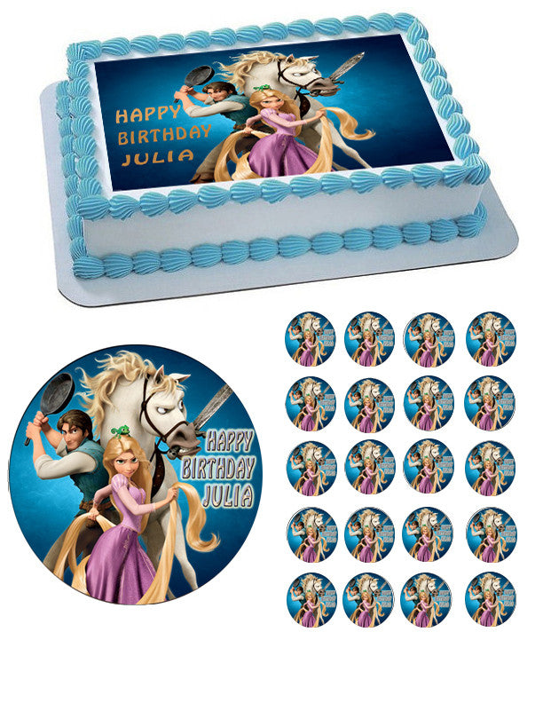 Tangled Edible Birthday Cake Topper OR Cupcake Topper, Decor - Edible Prints On Cake (Edible Cake &Cupcake Topper)