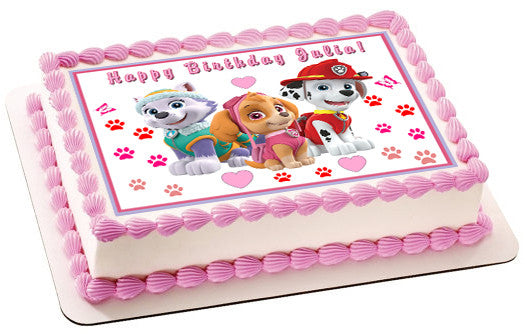 Paw Patrol Girls Edible Birthday Cake Topper OR Cupcake Topper, Decor - Edible Prints On Cake (Edible Cake &Cupcake Topper)