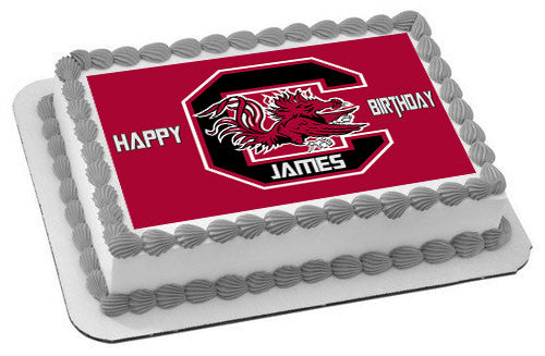 South Carolina Gamecocks Edible Birthday Cake Topper OR Cupcake Topper, Decor - Edible Prints On Cake (Edible Cake &Cupcake Topper)