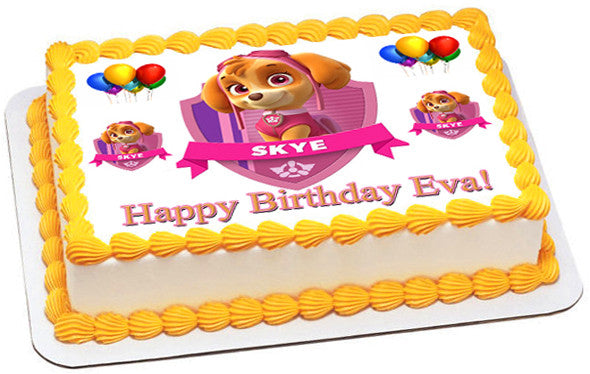 PAW PATROL SKYE 1 Edible Birthday Cake Topper OR Cupcake Topper, Decor - Edible Prints On Cake (Edible Cake &Cupcake Topper)