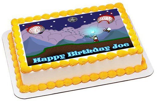 Terraria 3 Edible Birthday Cake Topper OR Cupcake Topper, Decor - Edible Prints On Cake (Edible Cake &Cupcake Topper)