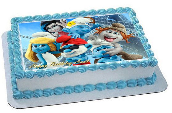 Smurfs 2 1 Edible Birthday Cake Topper OR Cupcake Topper, Decor - Edible Prints On Cake (Edible Cake &Cupcake Topper)