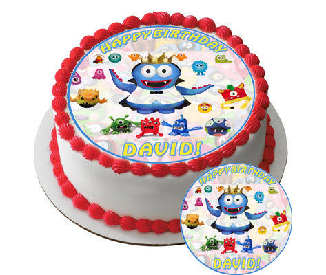 Mini Monster Edible Birthday Cake Topper OR Cupcake Topper, Decor - Edible Prints On Cake (Edible Cake &Cupcake Topper)