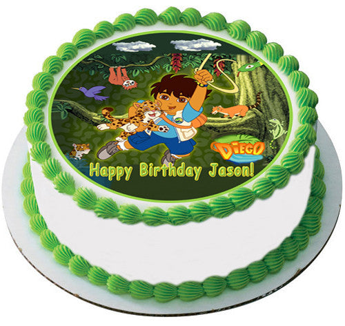 Go Diego Go Edible Birthday Cake Topper OR Cupcake Topper, Decor - Edible Prints On Cake (Edible Cake &Cupcake Topper)