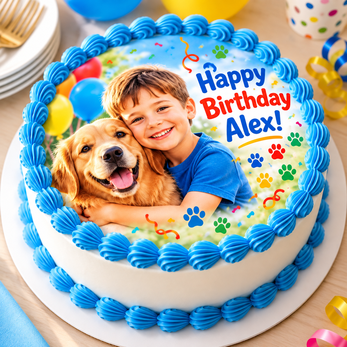 Custom Edible Cake or Cupcake Topper with own picture: Create Your Special Event with Custom Edible Image Toppers - Upload Photos for Unique, Stylish Designs on Rectangular, Round Cakes or Cupcake