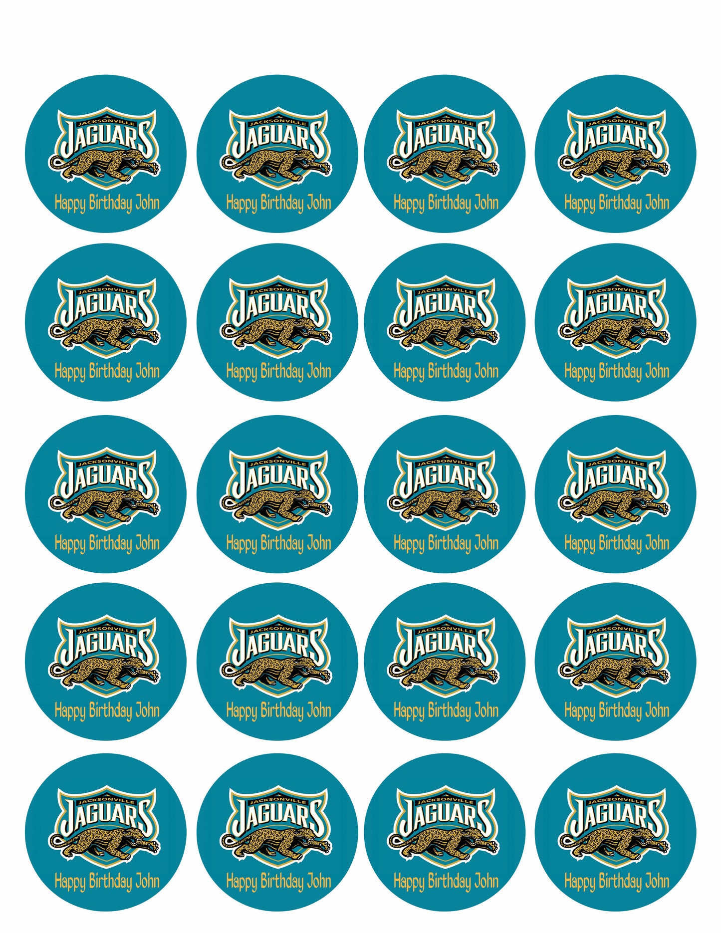 Jacksonville Jaguars - Edible Cake Topper OR Cupcake Topper, Decor