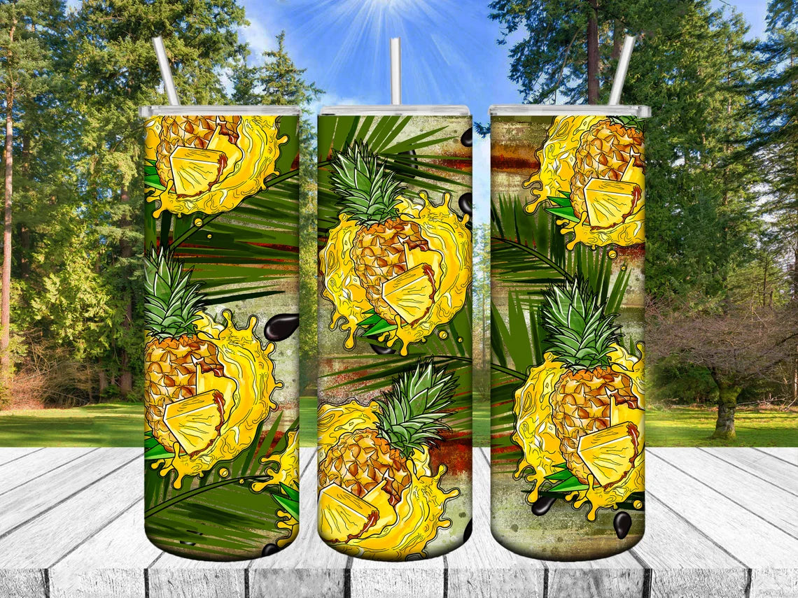 Pineapple 20oz Tumbler Skinny Straight Tumbler, Pineapple Summer Tumbler