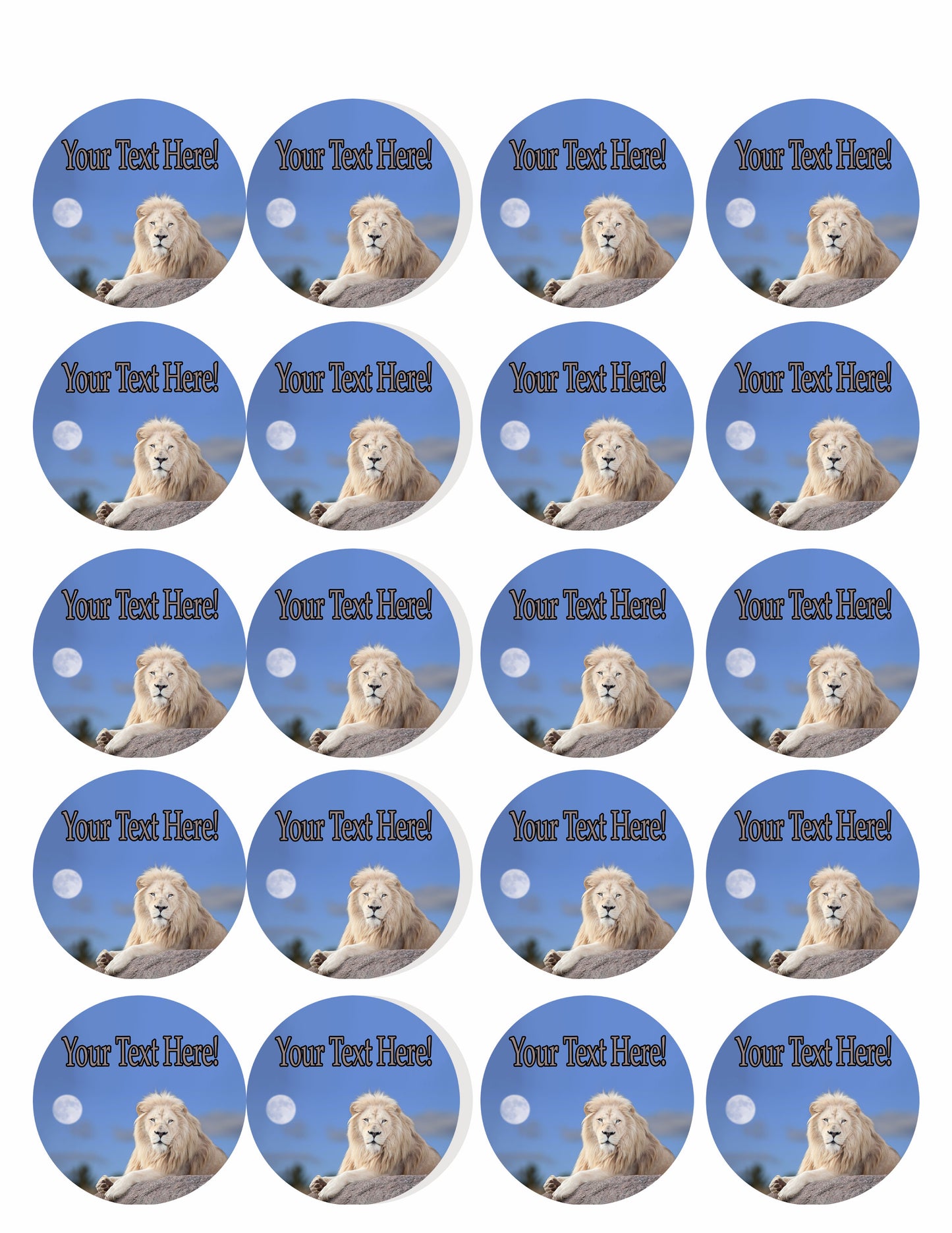 White Lion - Edible Cake Topper, Cupcake Toppers, Strips