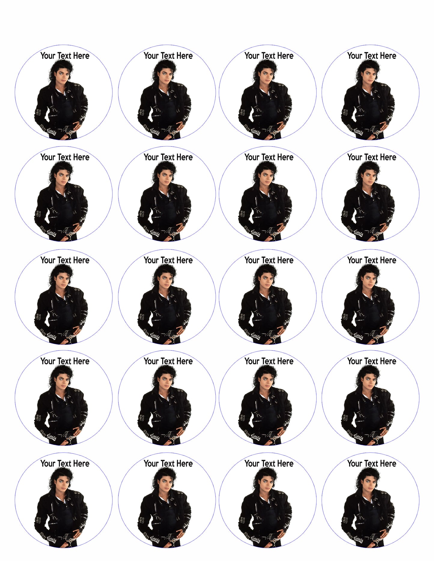 Michael Jackson - Edible Cake Topper, Cupcake Toppers, Strips