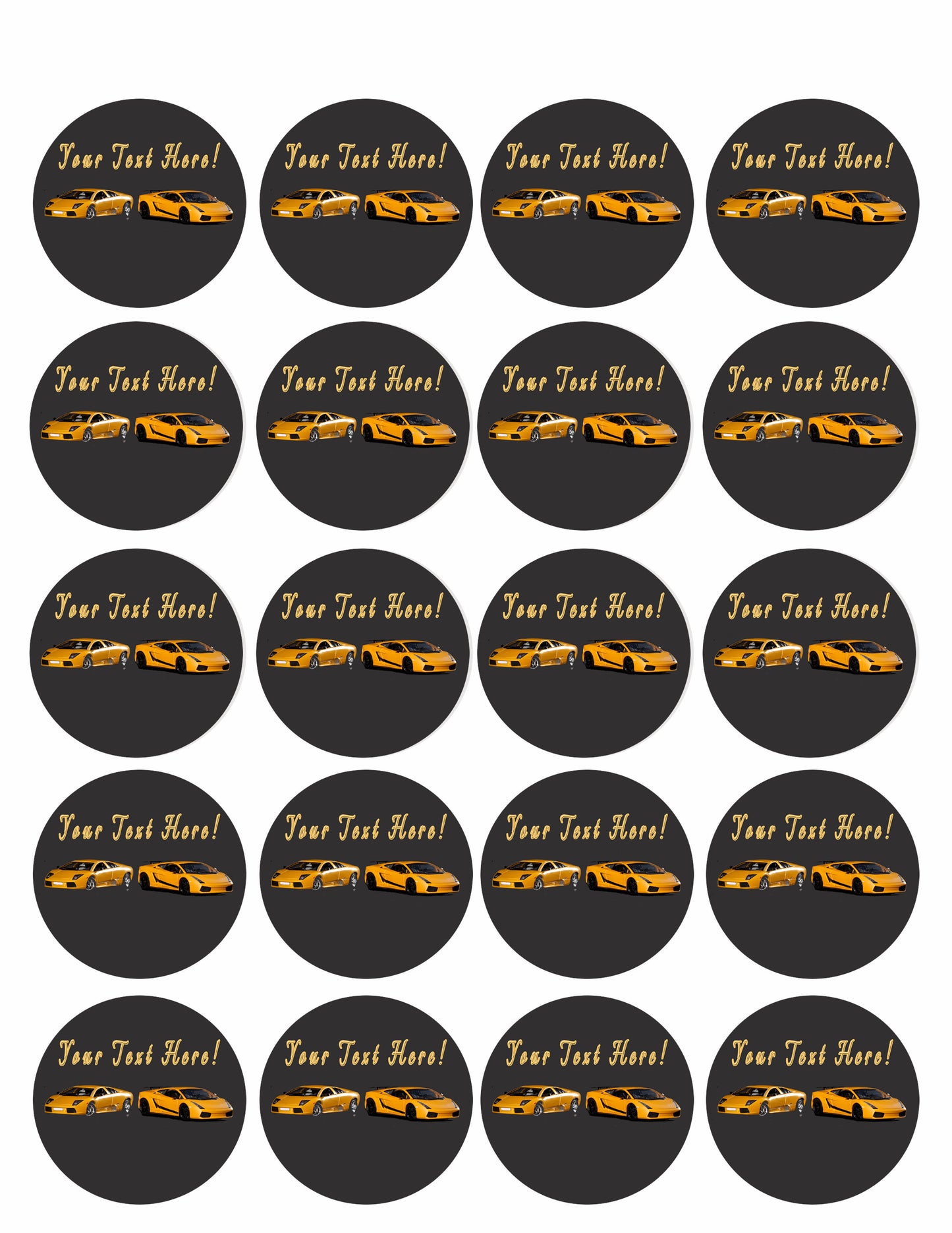 Sport Cars - Edible Cake Topper, Cupcake Toppers, Strips