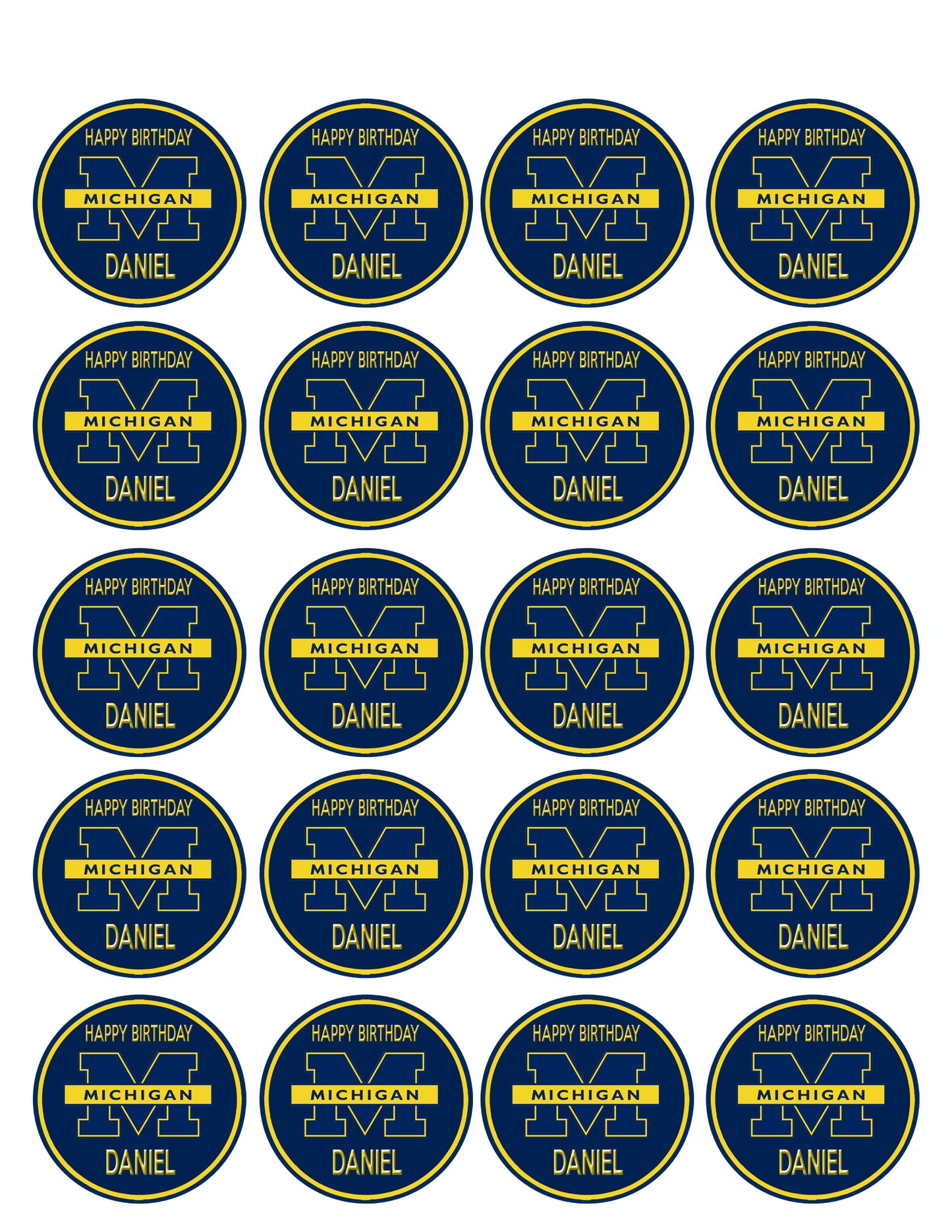 University of Michigan - Edible Cake Topper OR Cupcake Topper, Decor