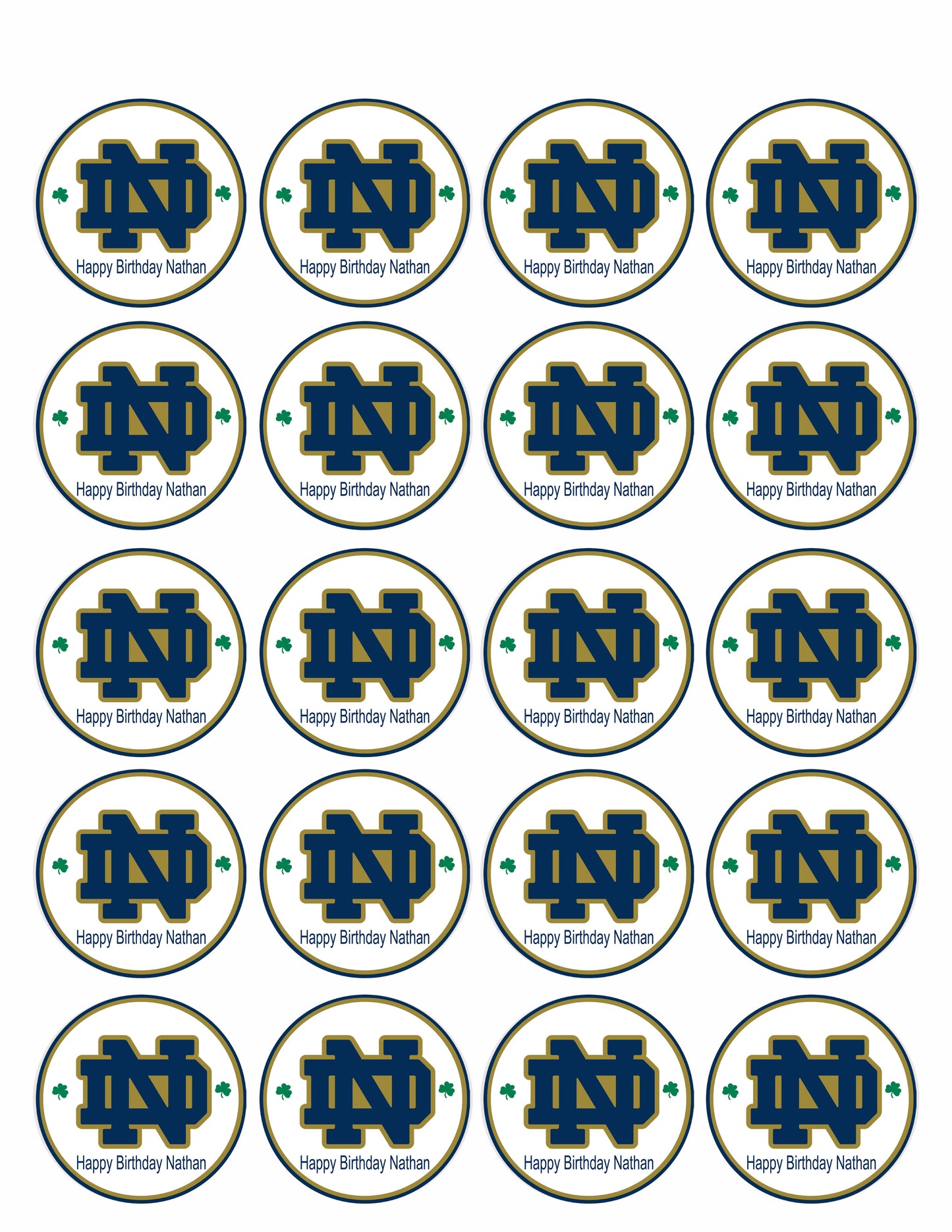 Notre Dame Fighting Irish - Edible Cake Topper OR Cupcake Topper, Decor
