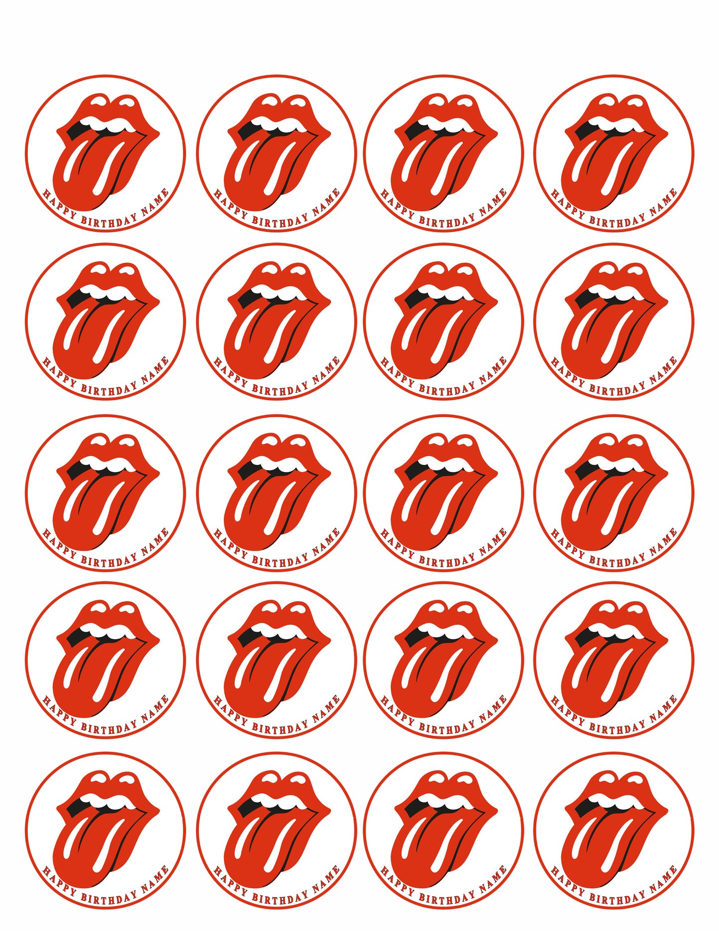 Rolling Stones Tongue Logo - Edible Cake Topper, Cupcake Toppers, Strips