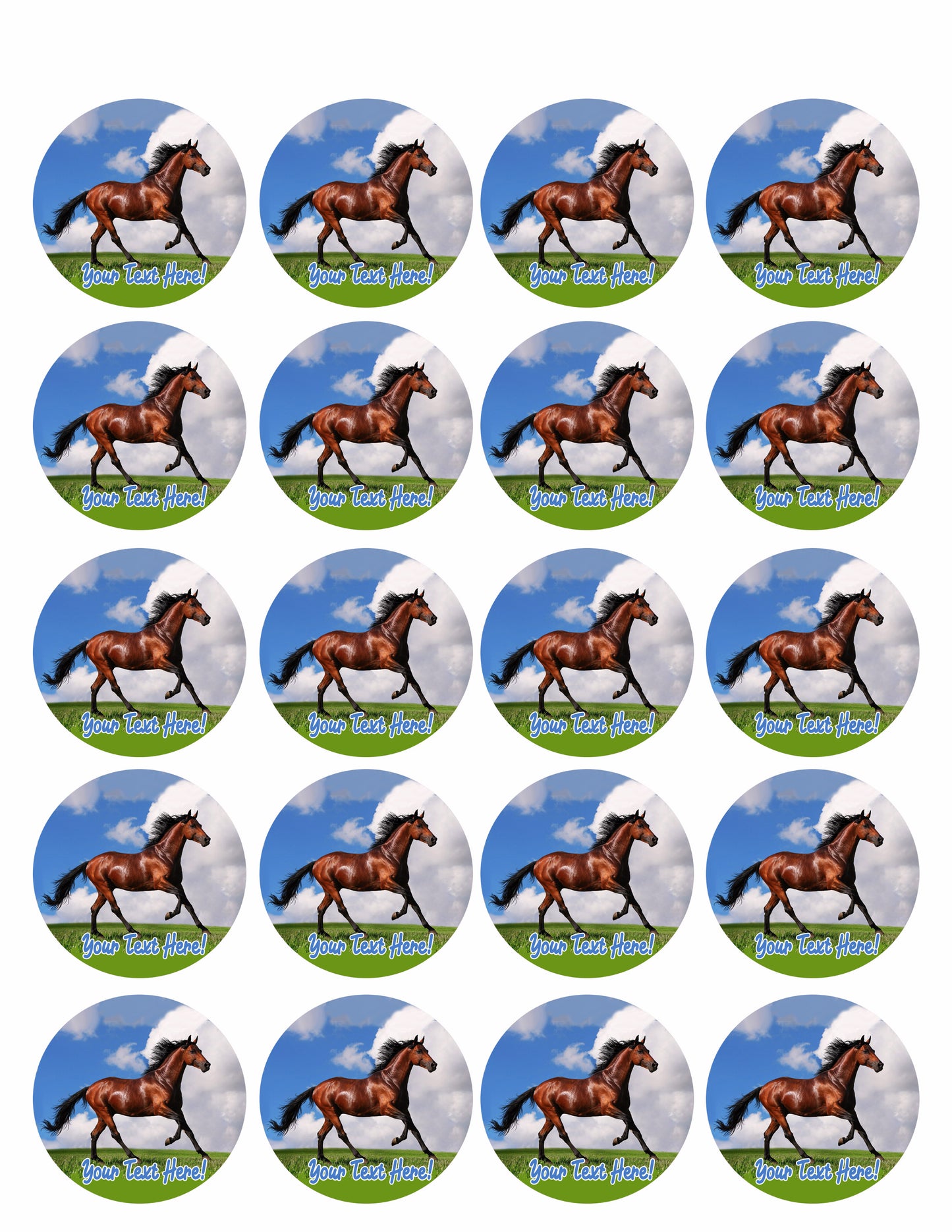 Brown Horse - Edible Cake Topper, Cupcake Toppers, Strips
