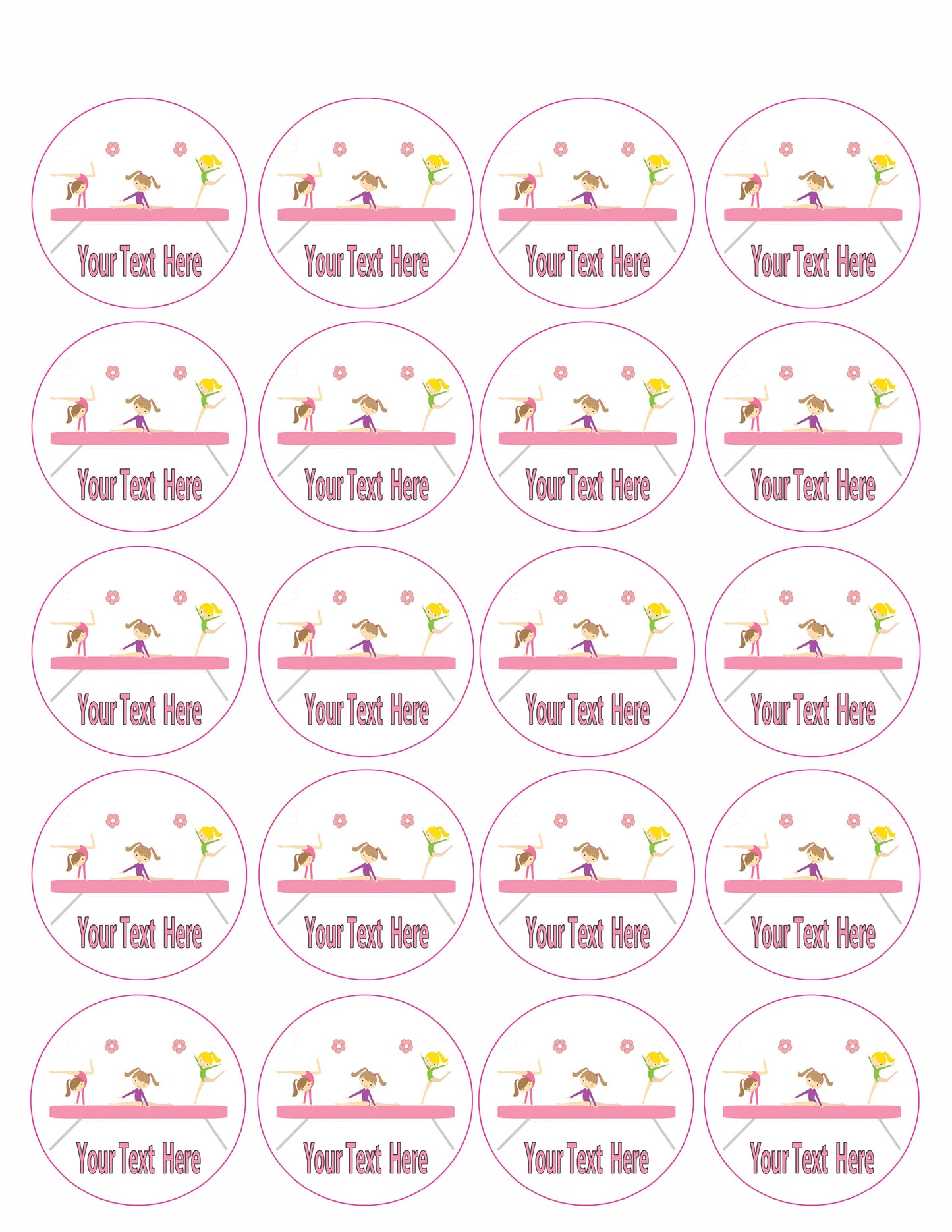 Gymnastics Tumbling Gym Girls - Edible Cake Topper OR Cupcake Topper, Decor