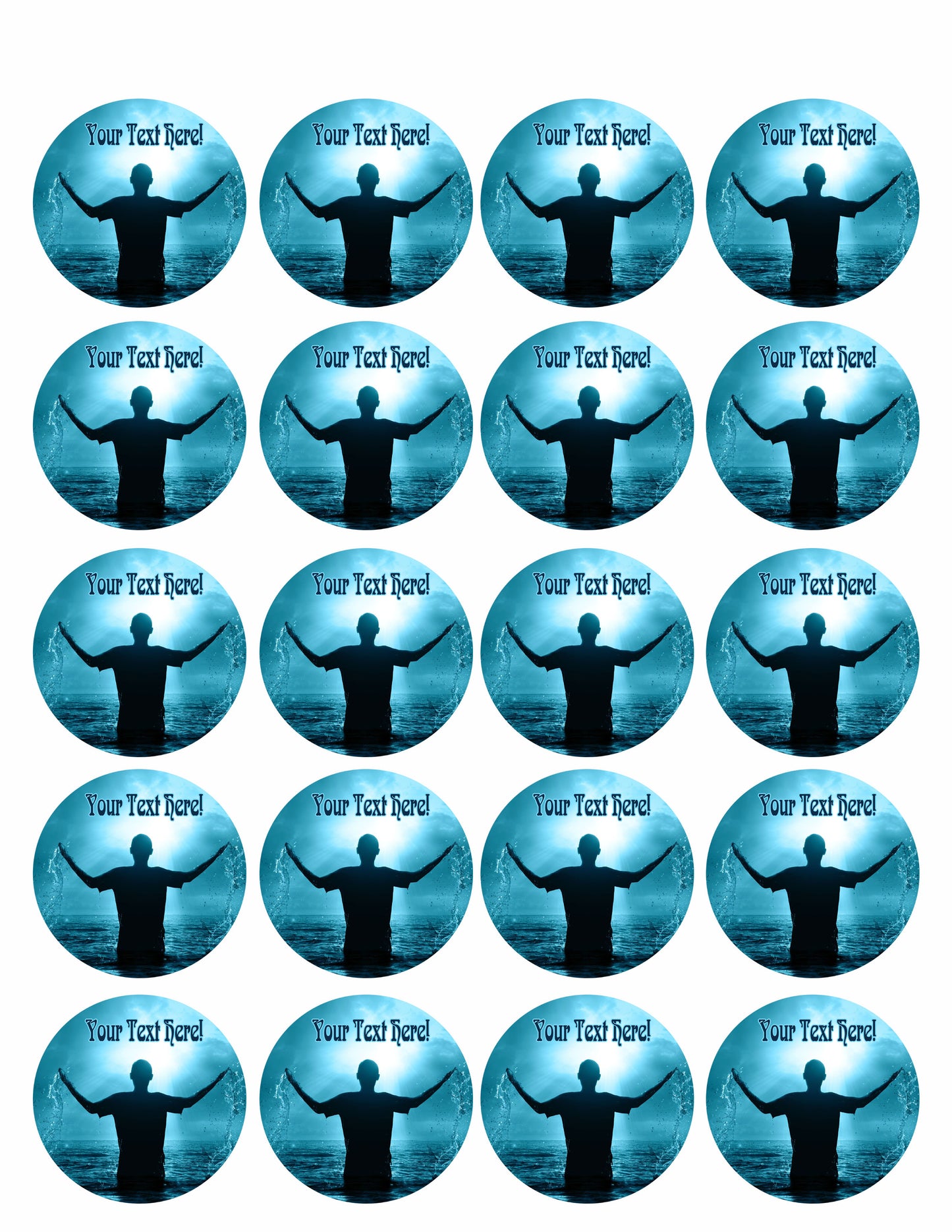 Baptism - Edible Cake Topper, Cupcake Toppers, Strips