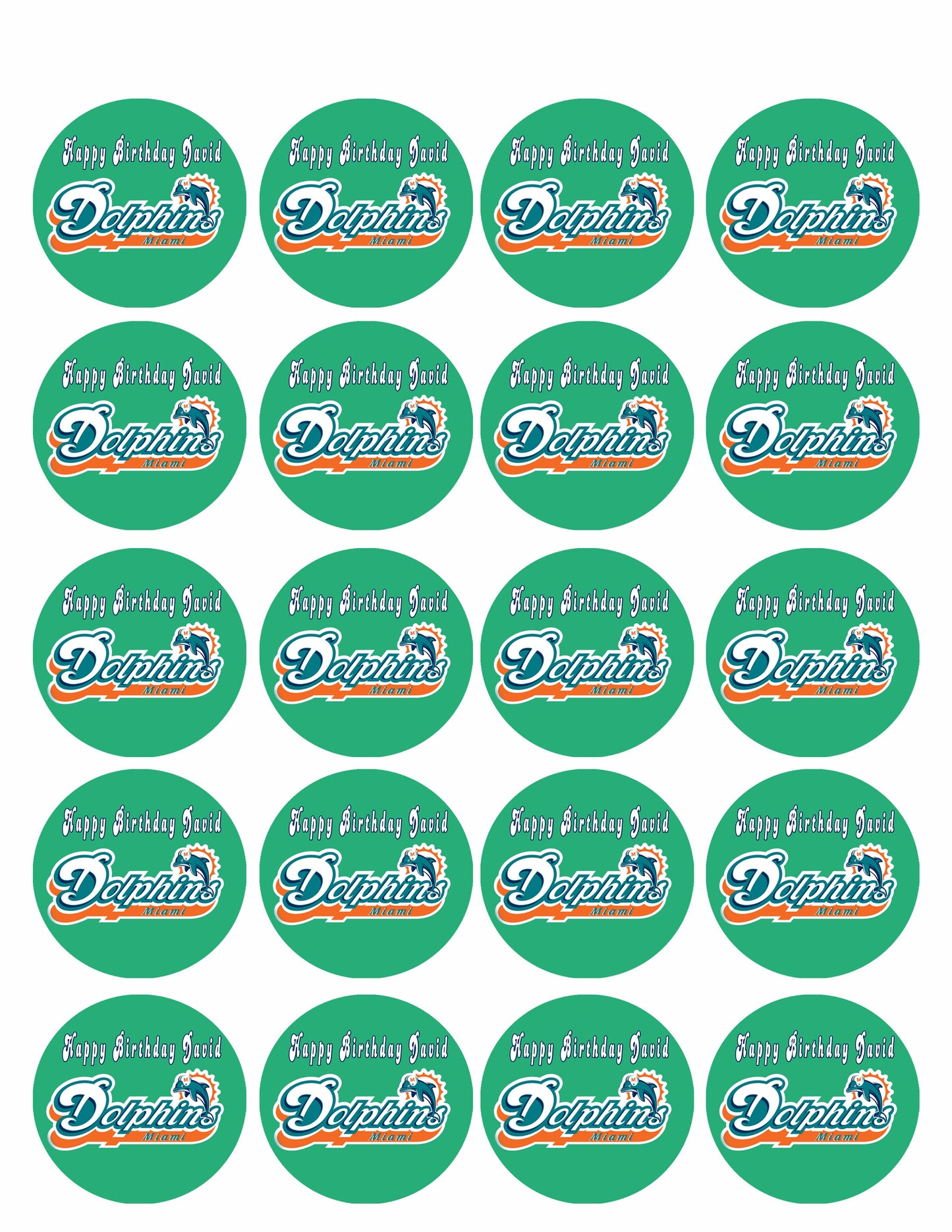Miami Dolphins - Edible Cake Topper OR Cupcake Topper, Decor