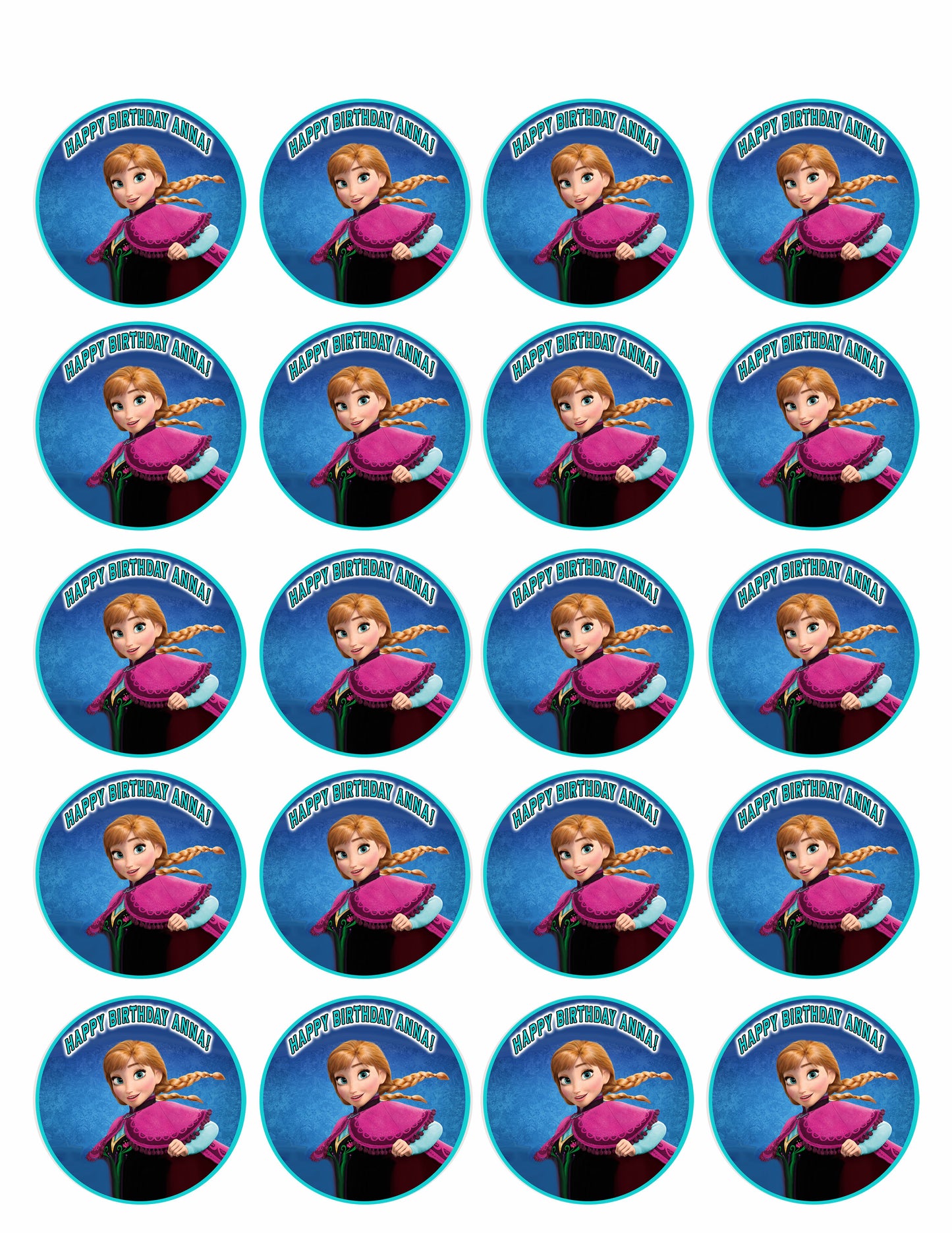 FROZEN Anna - Edible Cake Topper OR Cupcake Topper, Decor