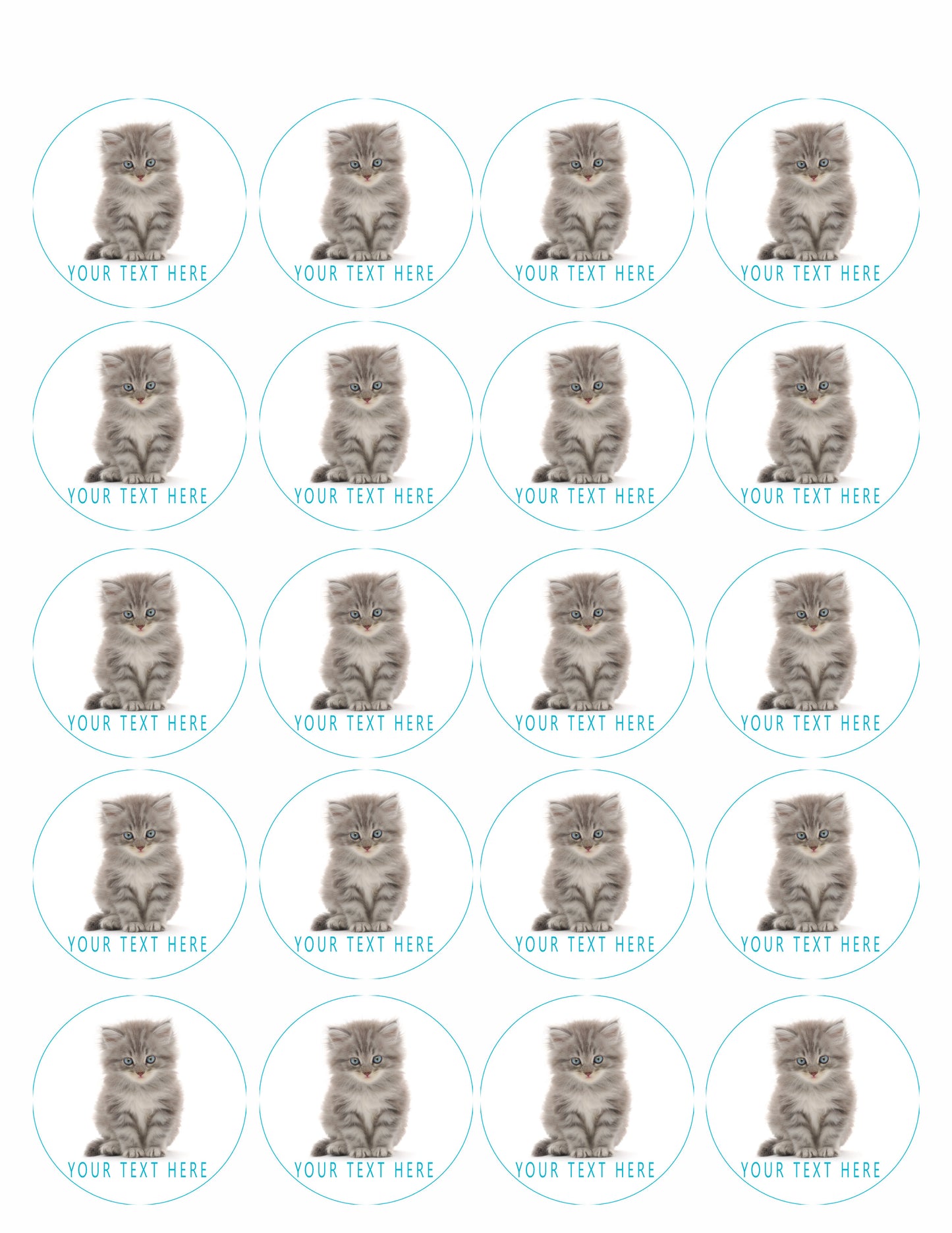 Kitten Cat (Nr2) - Edible Cake Topper OR Cupcake Topper, Decor