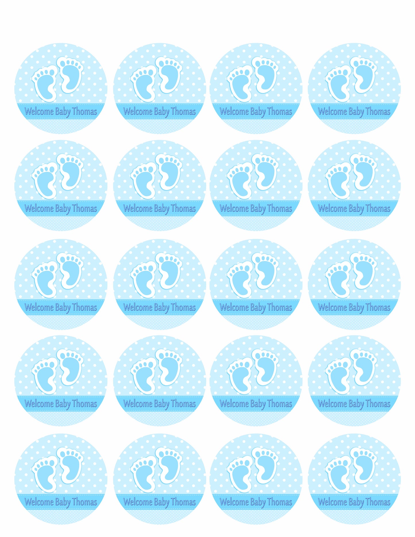 Baby Feet Foot Blue - Edible Cake Topper, Cupcake Toppers, Strips