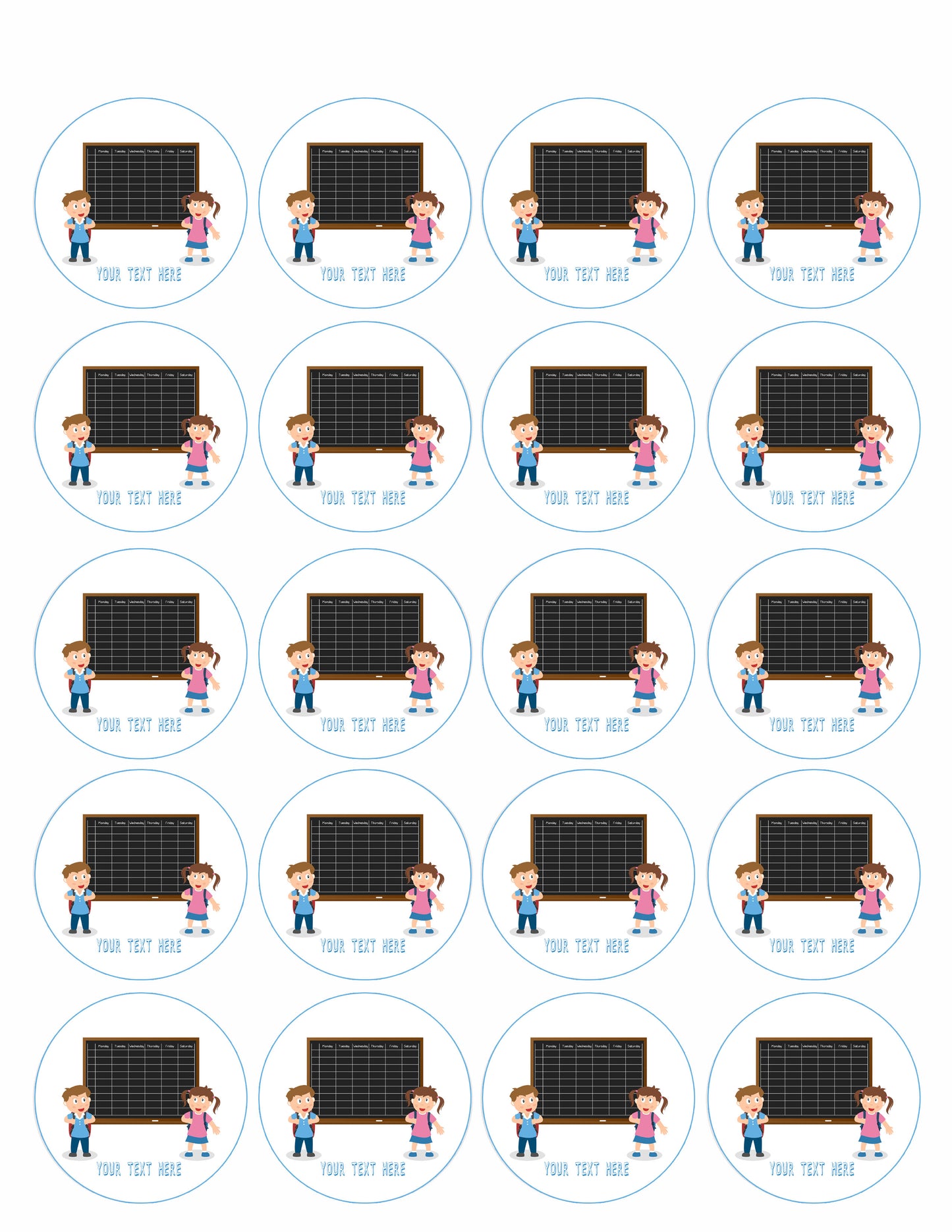 School Timetable (Nr2) - Edible Cake Topper, Cupcake Toppers, Strips