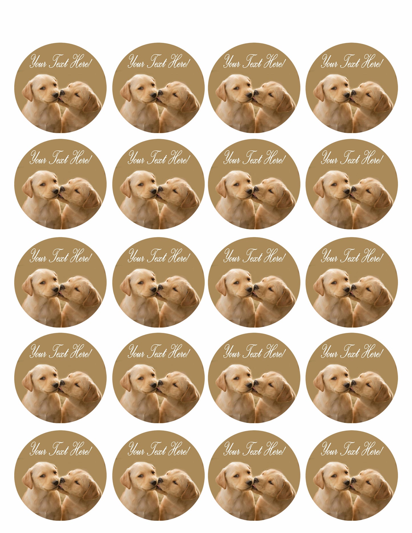 Puppy Kiss - Edible Cake Topper, Cupcake Toppers, Strips