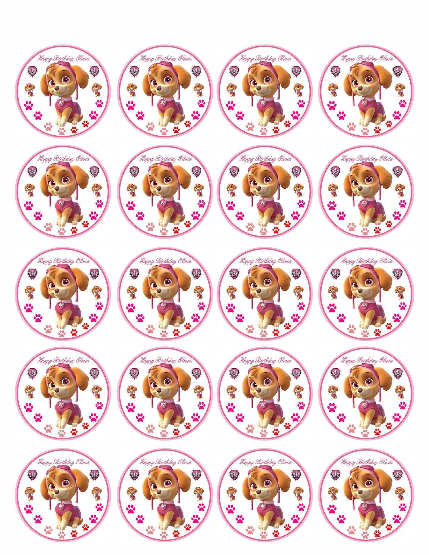 PAW PATROL SKYE (Nr2) - Edible Birthday Cake Topper OR Cupcake Topper, Decor