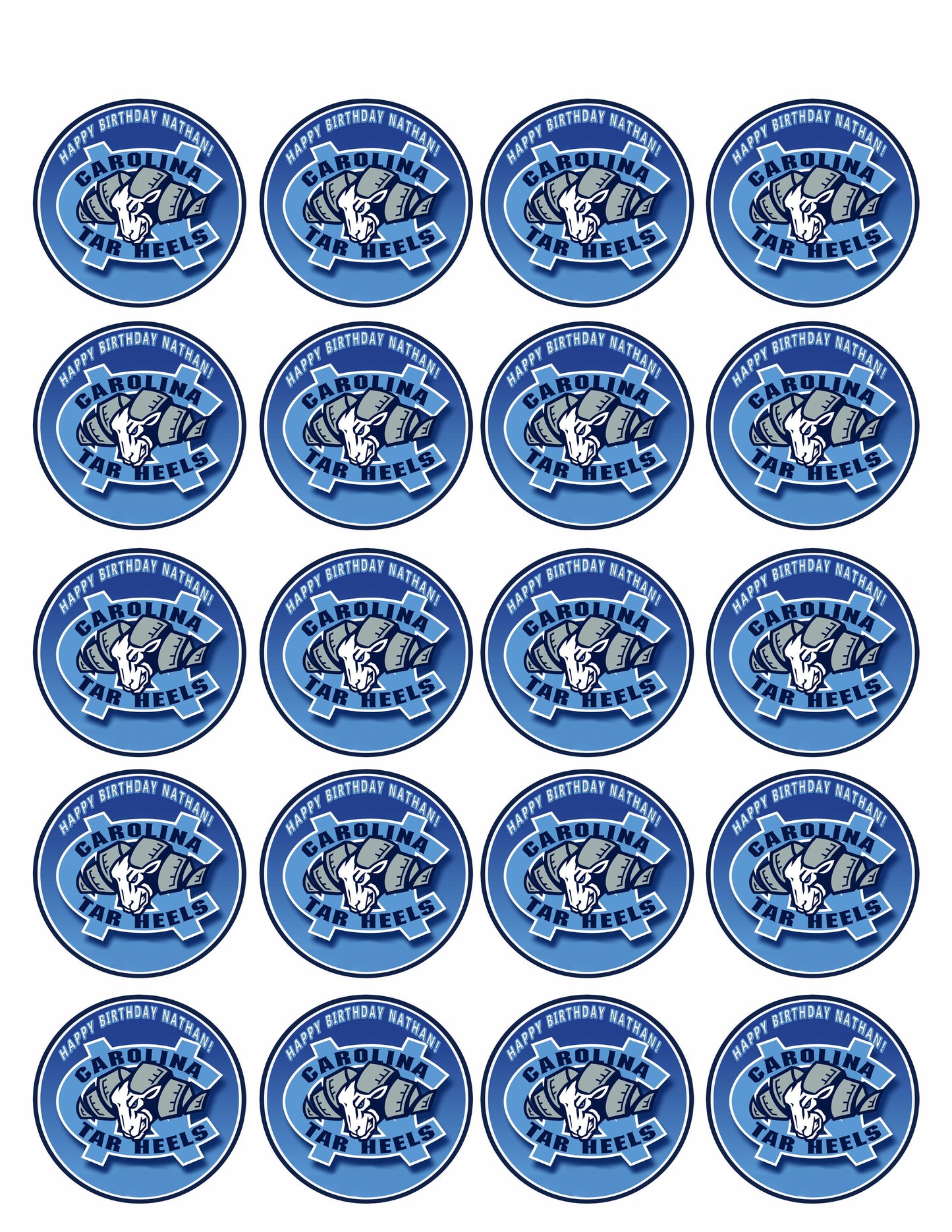 North Carolina Tar Heels - Edible Cake Topper OR Cupcake Topper, Decor