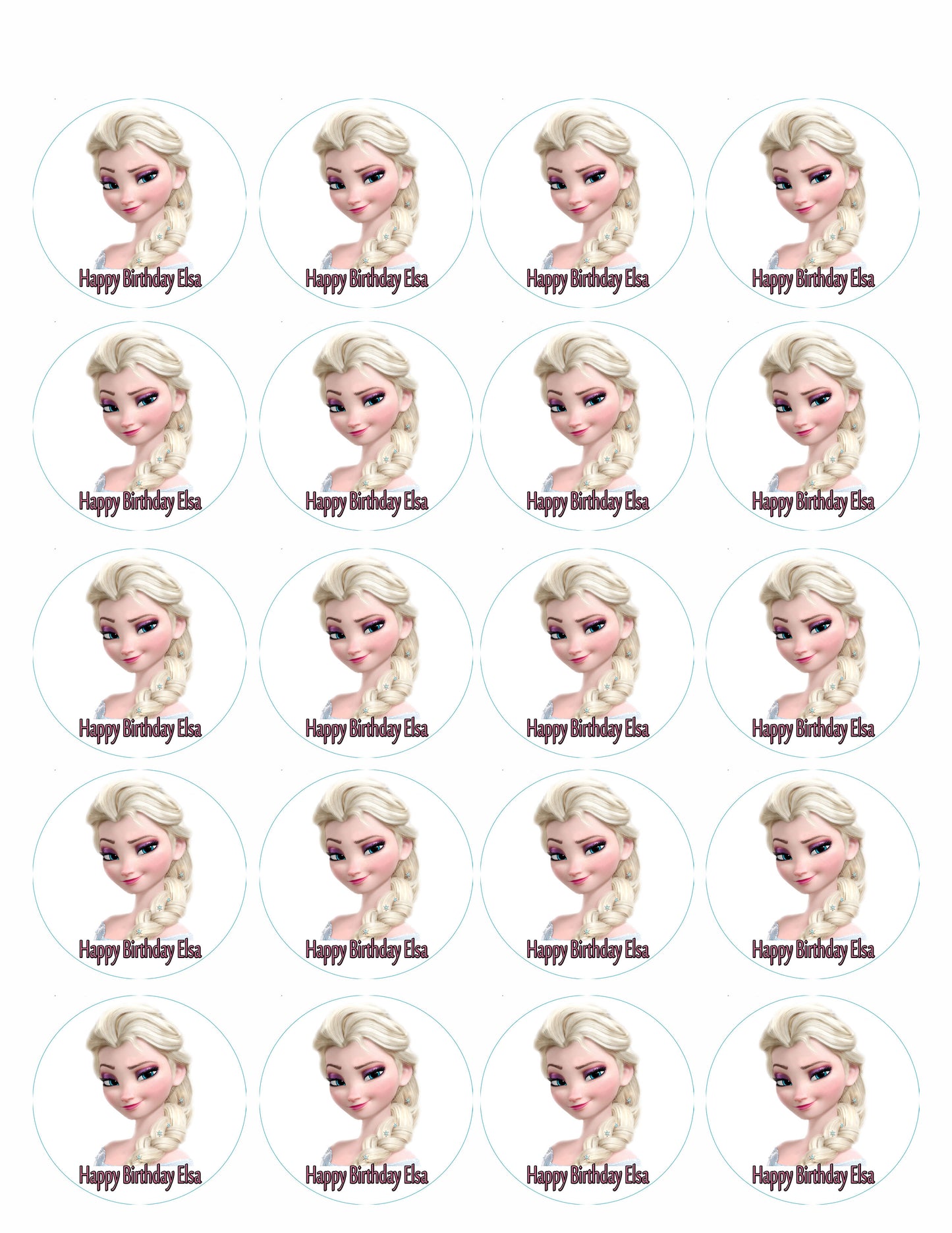 Frozen Elsa Face (Nr2) - Edible Cake Topper OR Cupcake Topper, Decor