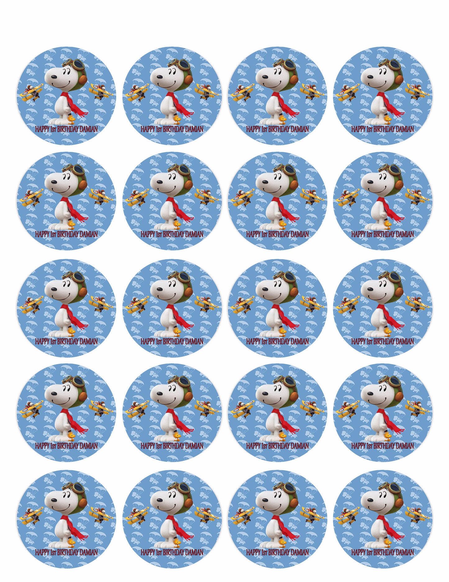 Snoopy Flying Ace - Edible Cake Topper OR Cupcake Topper, Decor