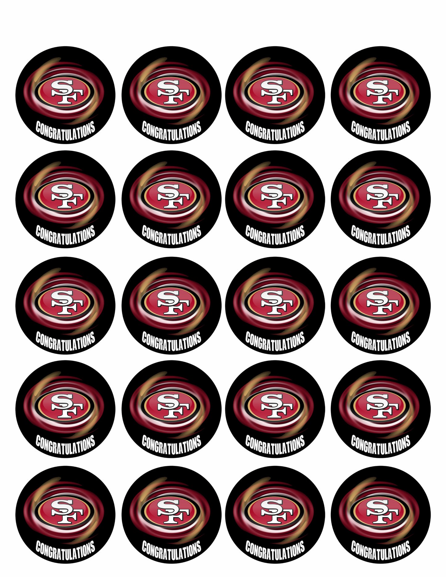 San Francisco 49ers (B) - Edible Cake Topper OR Cupcake Topper, Decor