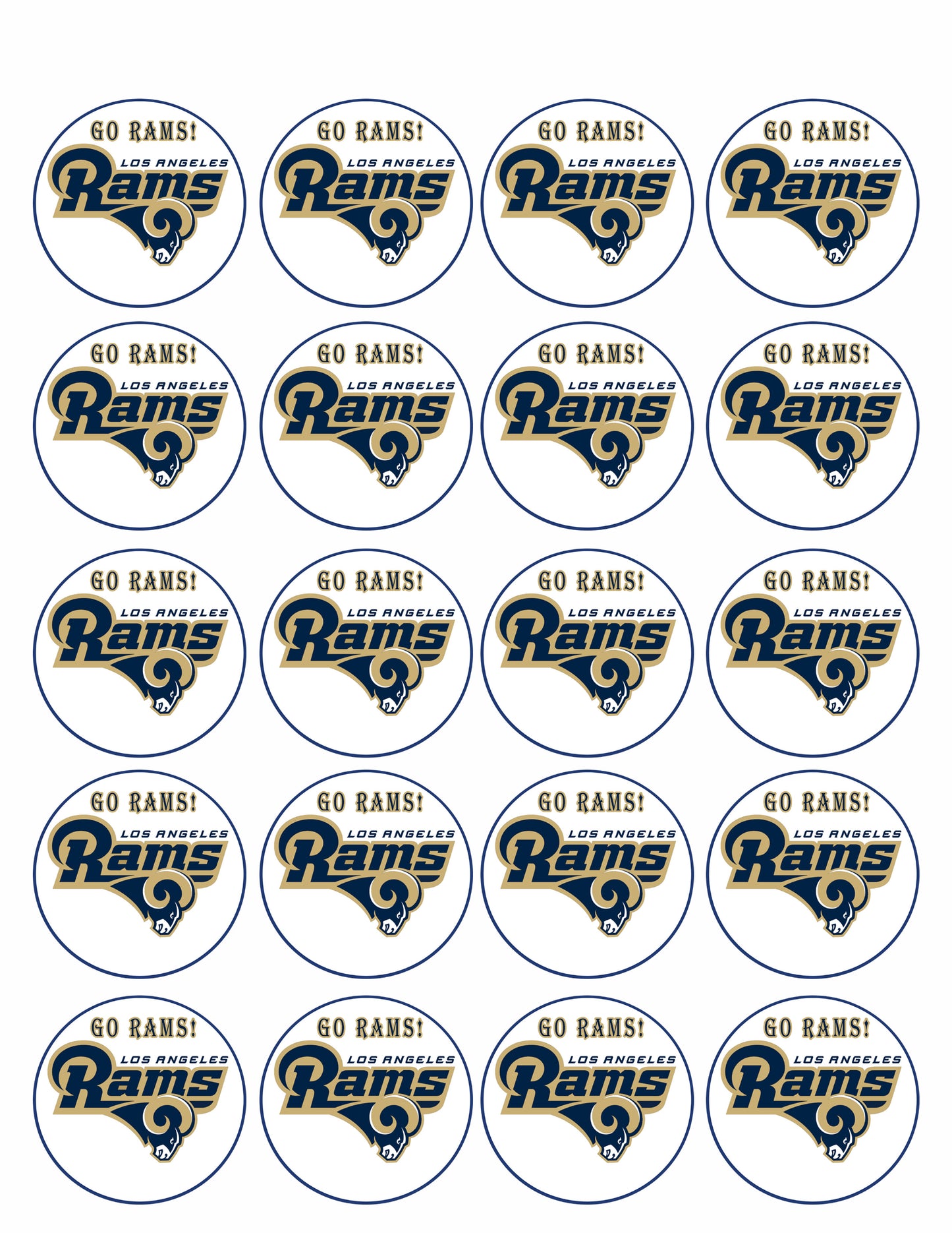 Los Angeles Rams - Edible Cake Topper, Cupcake Toppers, Strips