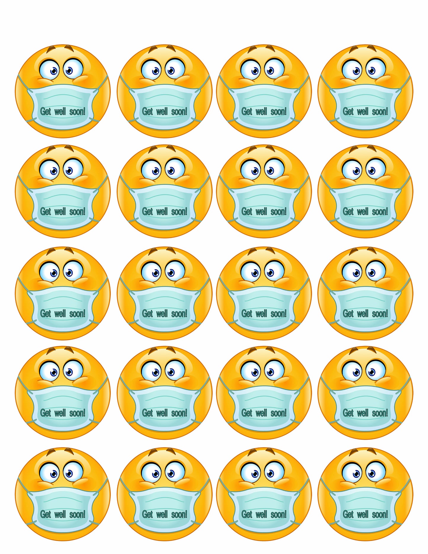 Emoji with Mask - Edible Cake Topper, Cupcake Toppers, Strips