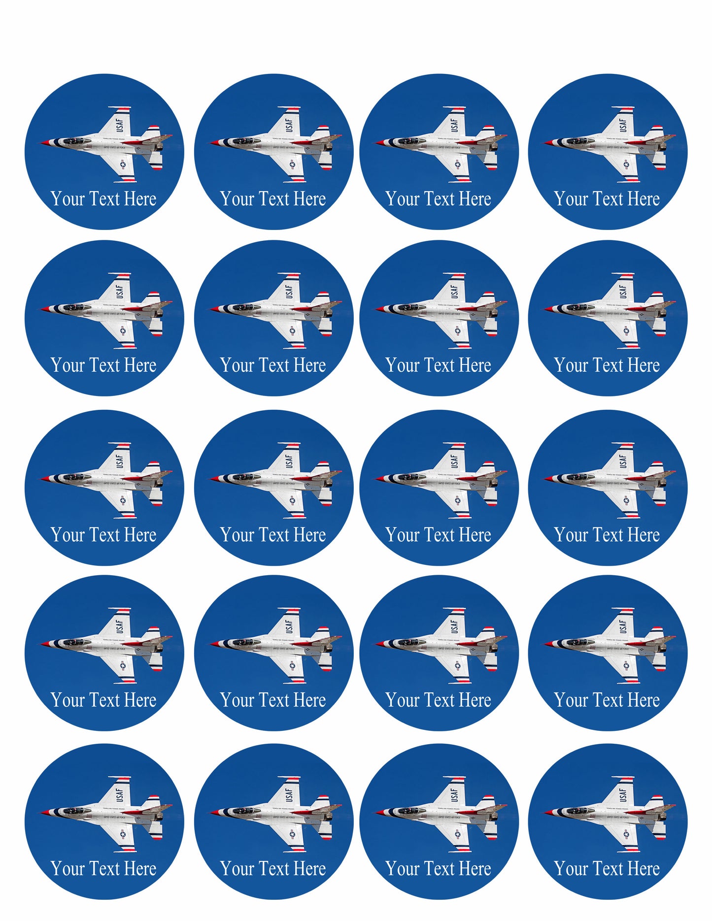 US Air Force - Thunderbirds 17 - Edible Cake Topper, Cupcake Toppers, Strips