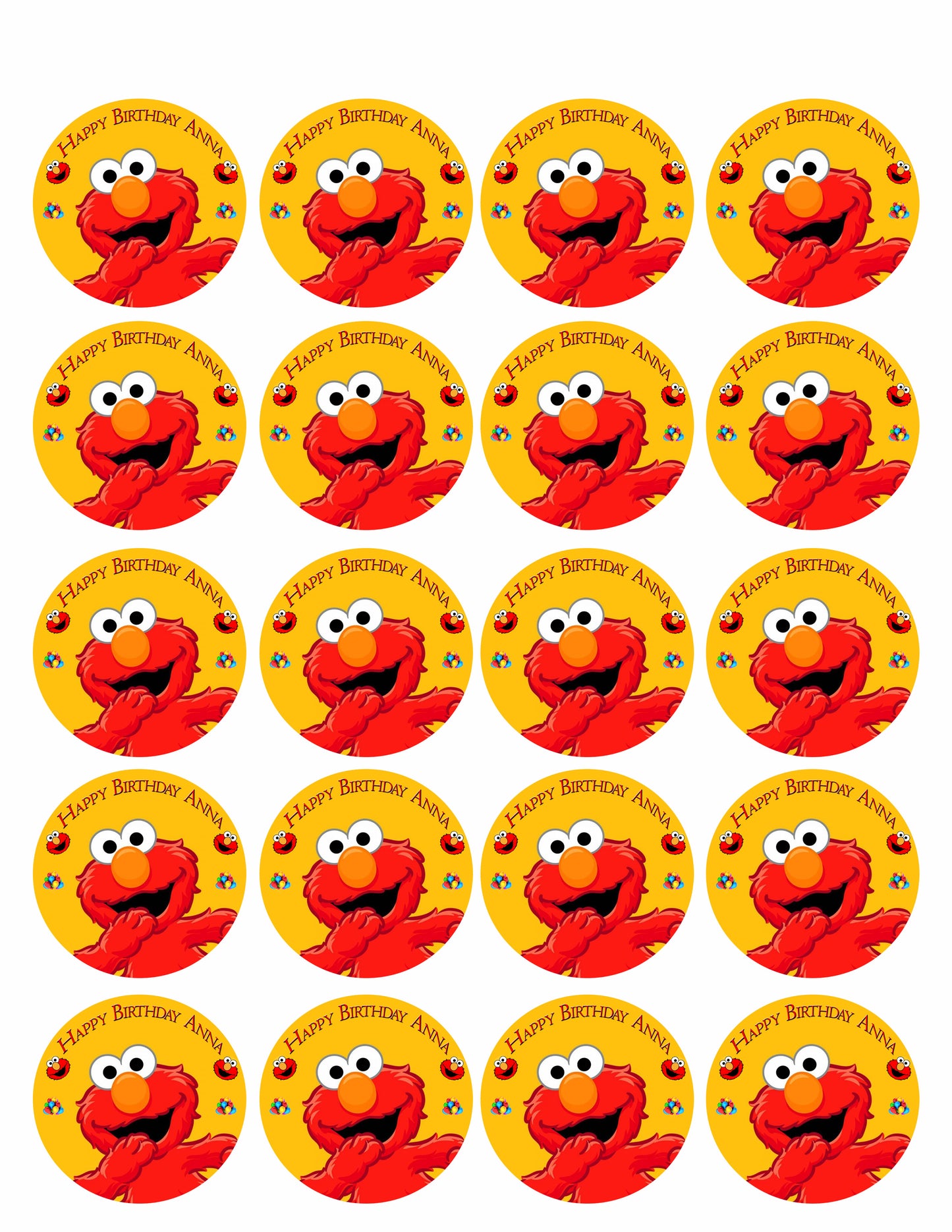 Elmo - Edible Cake Topper, Cupcake Toppers, Strips