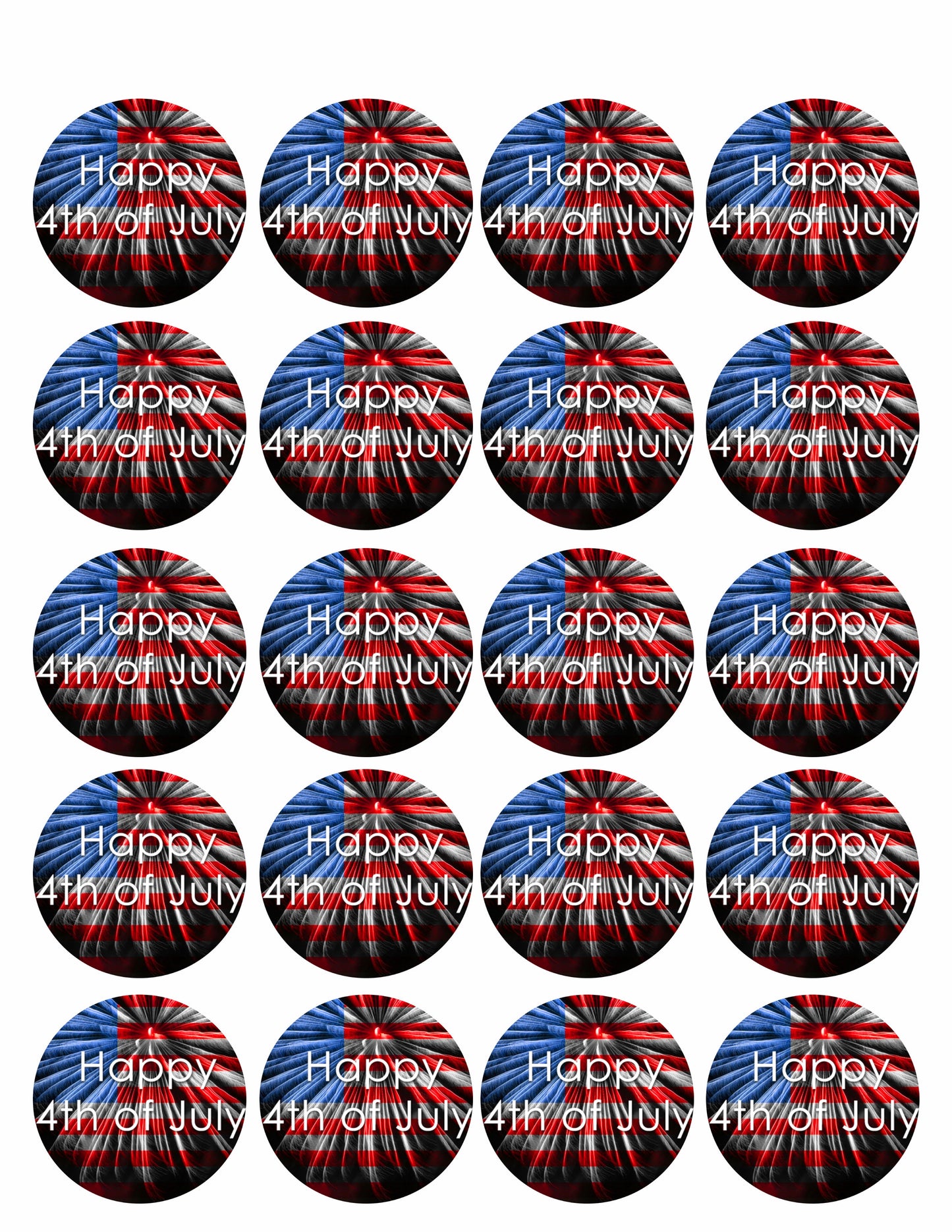 4th of July (Nr3) - Edible Cake Topper, Cupcake Toppers, Strips