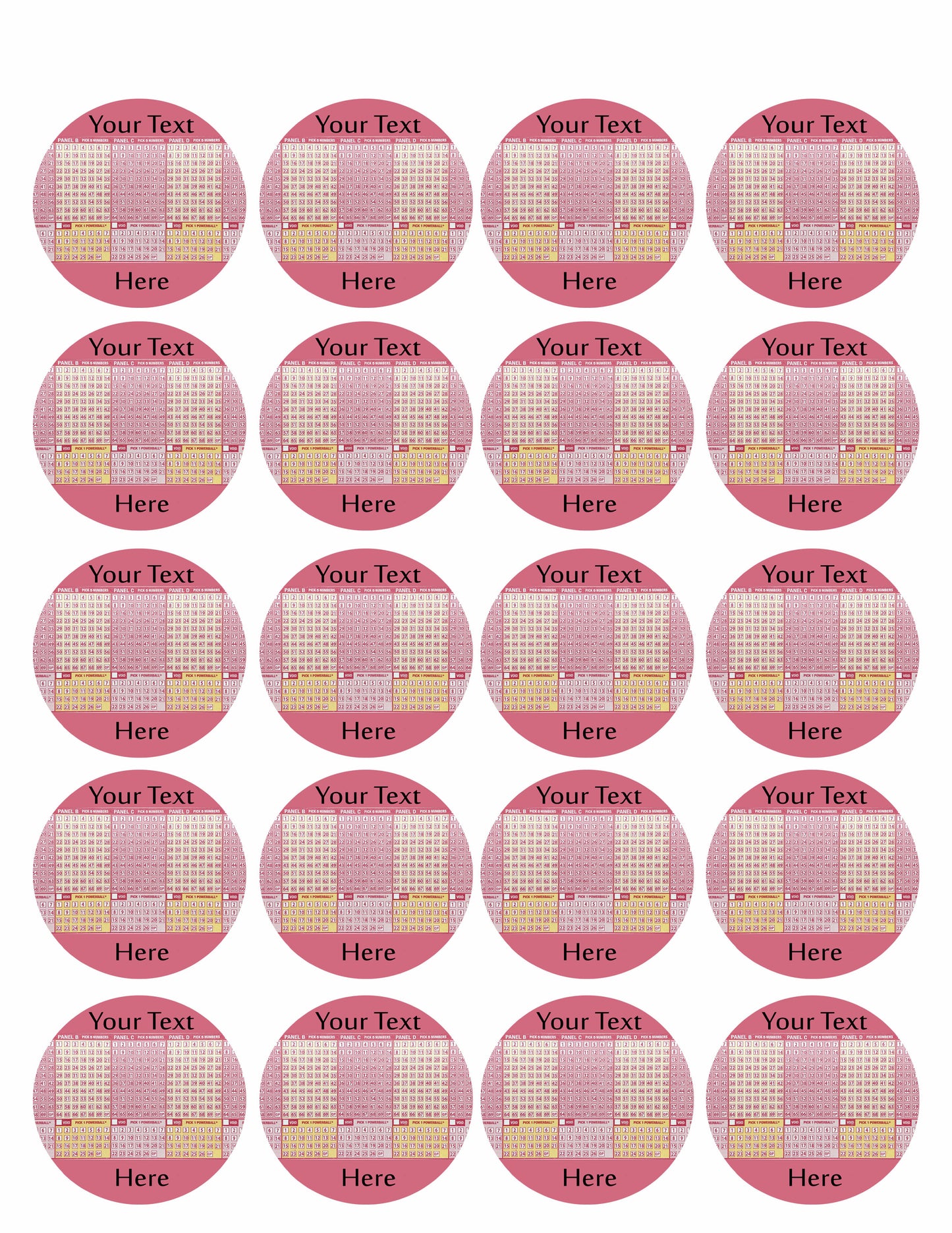 Lotto Powerball - Edible Cake Topper, Cupcake Toppers, Strips