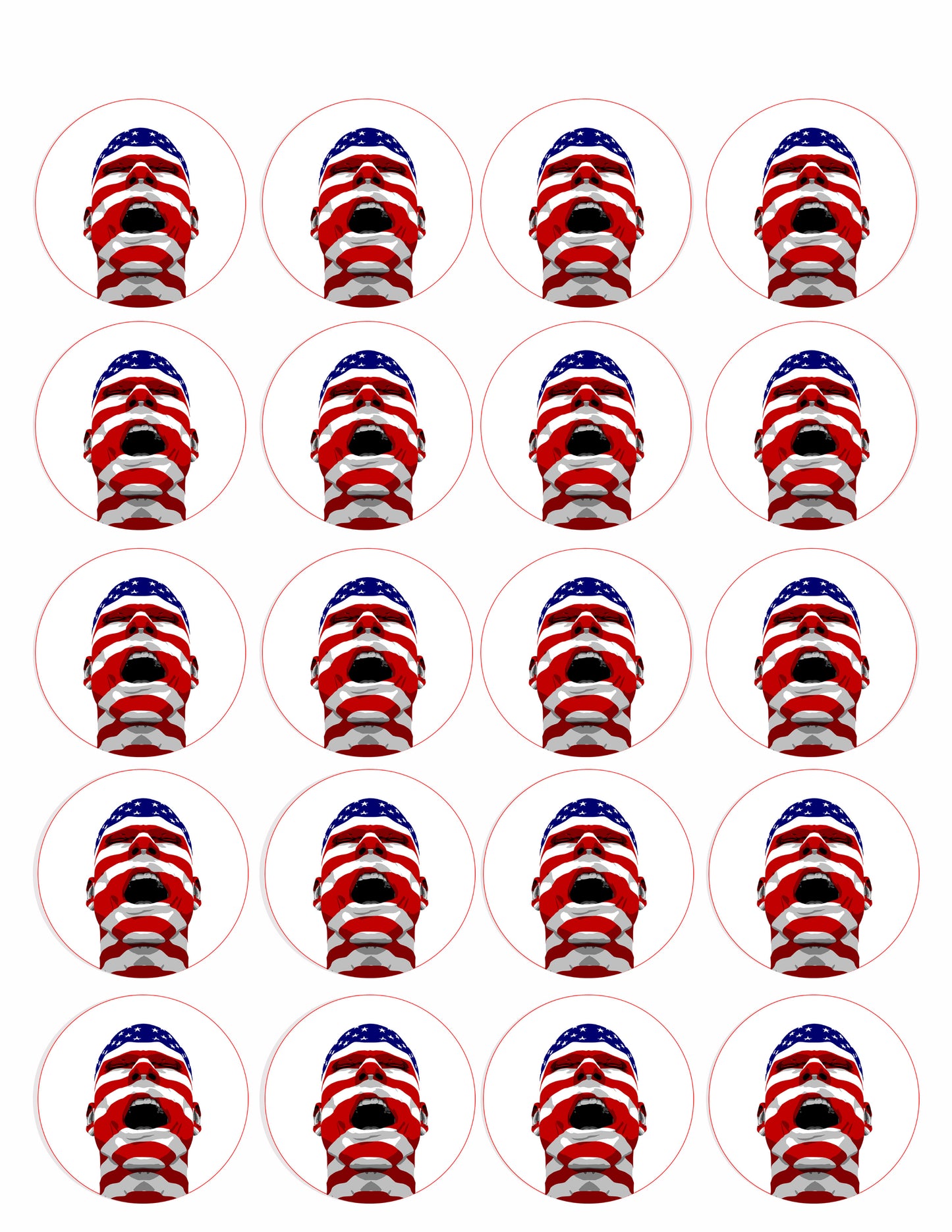 USA Flag Man Yelling - Edible Cake Topper, Cupcake Toppers, Strips