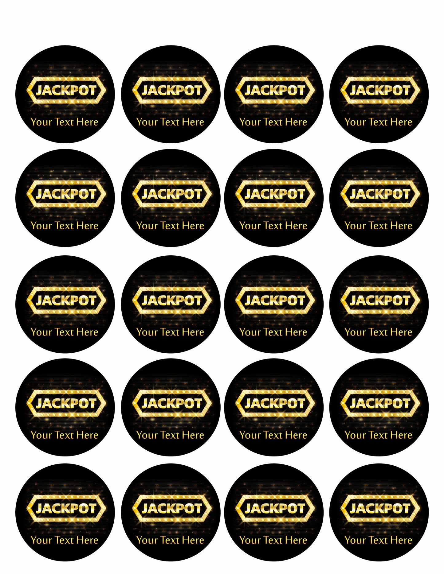 Jackpot gold casino lotto label - Edible Cake Topper, Cupcake Toppers, Strips