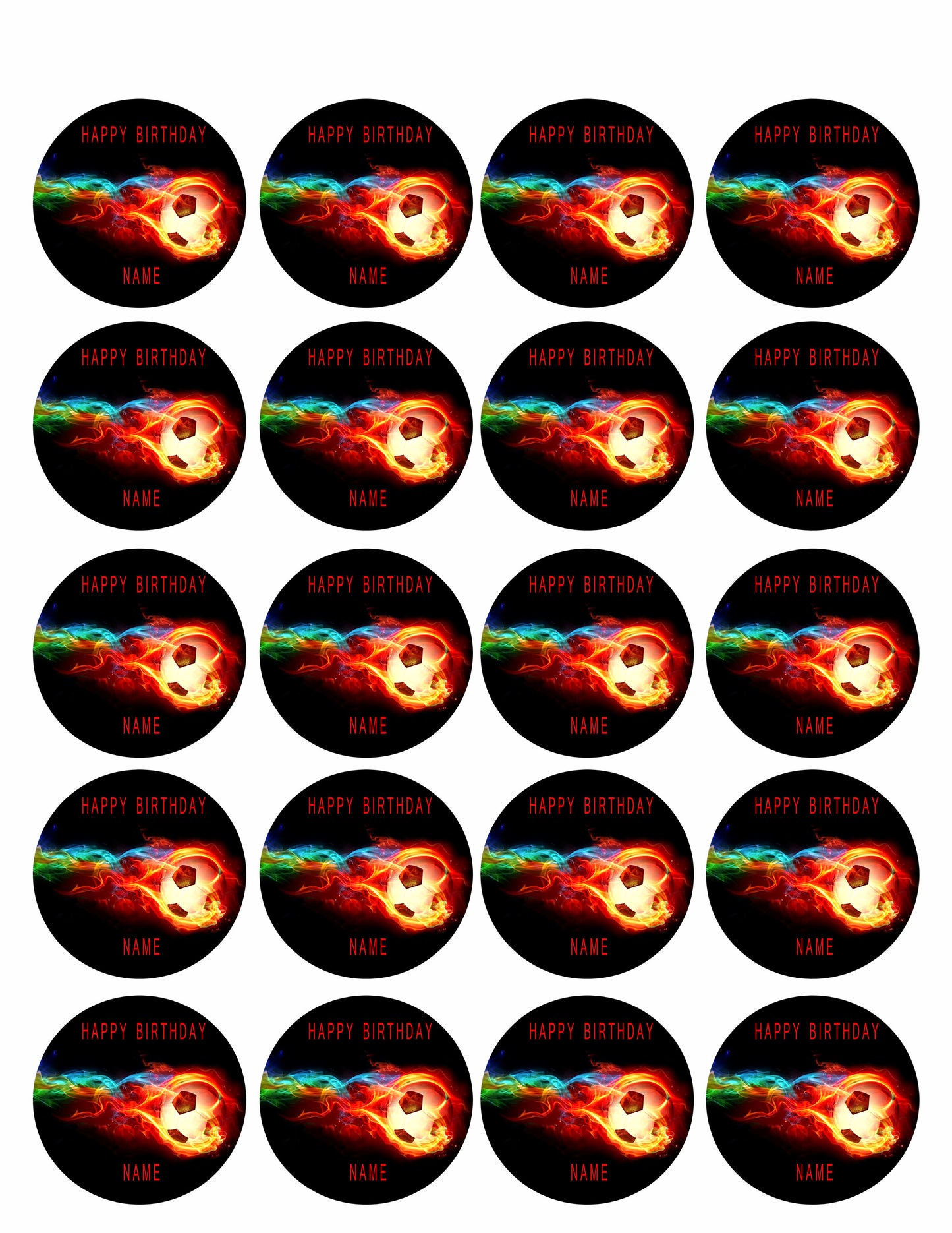 Flaming Soccer Ball - Edible Cake Topper OR Cupcake Topper, Decor