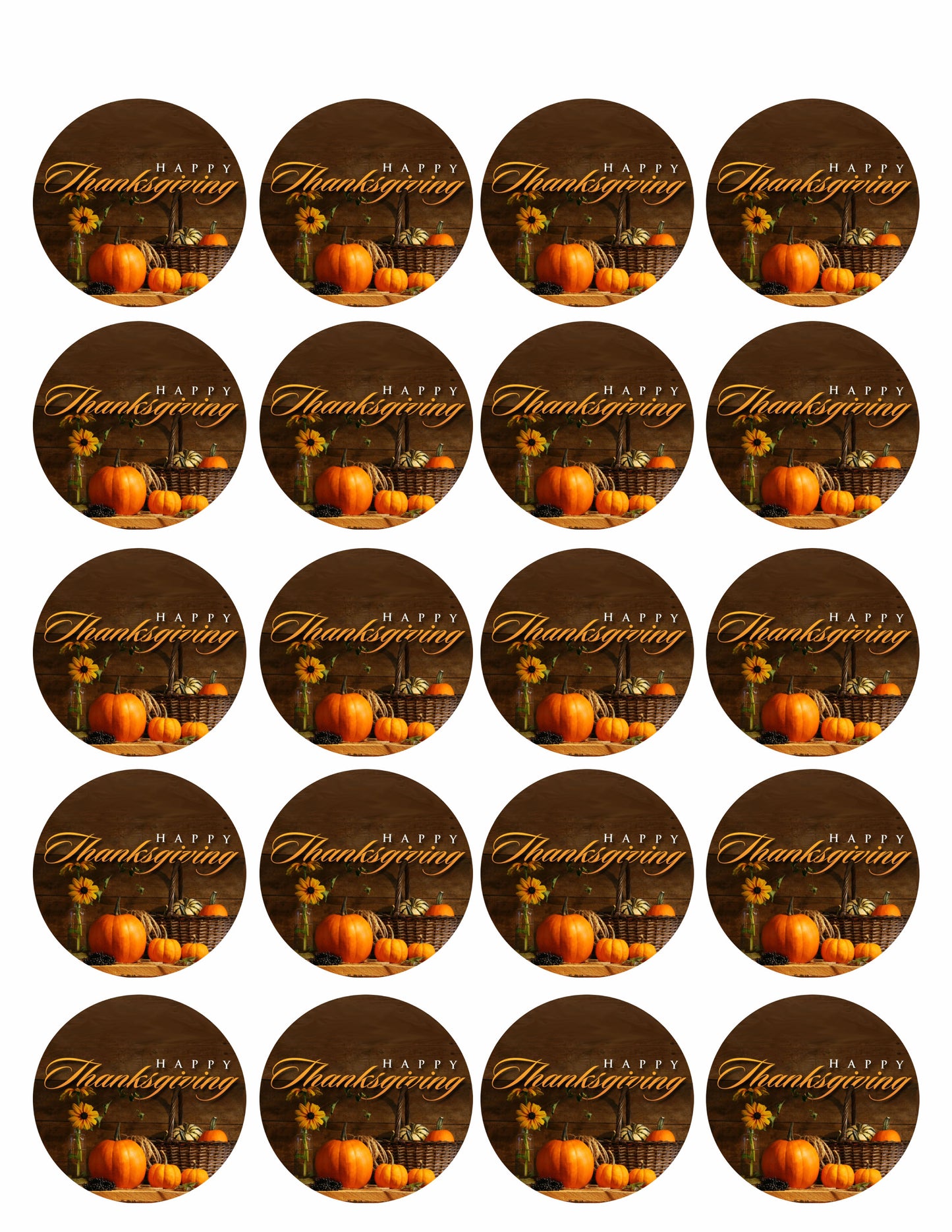 Thanksgiving - Edible Cake Topper OR Cupcake Topper, Decor