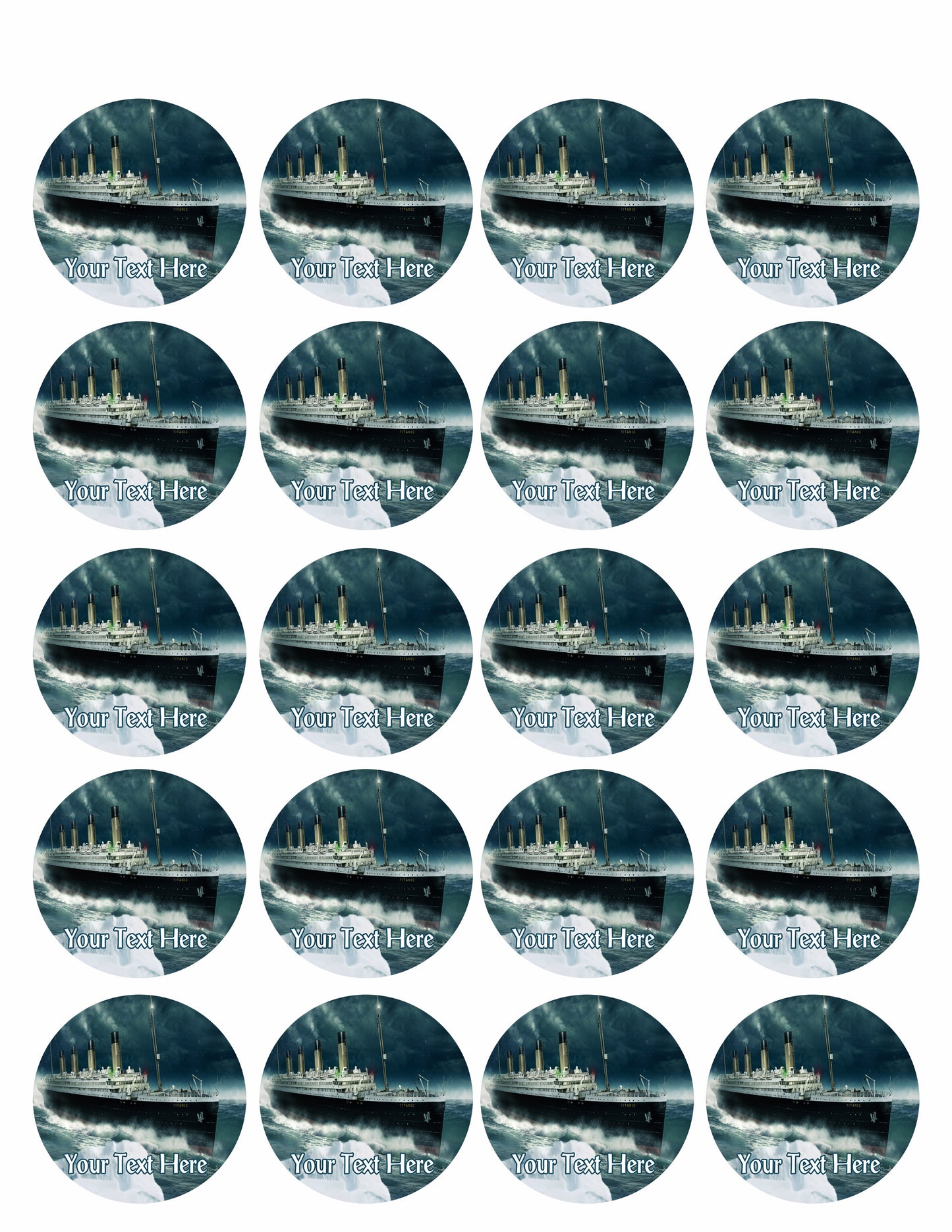 Titanic ship (Nr2) - Edible Cake Topper, Cupcake Toppers, Strips