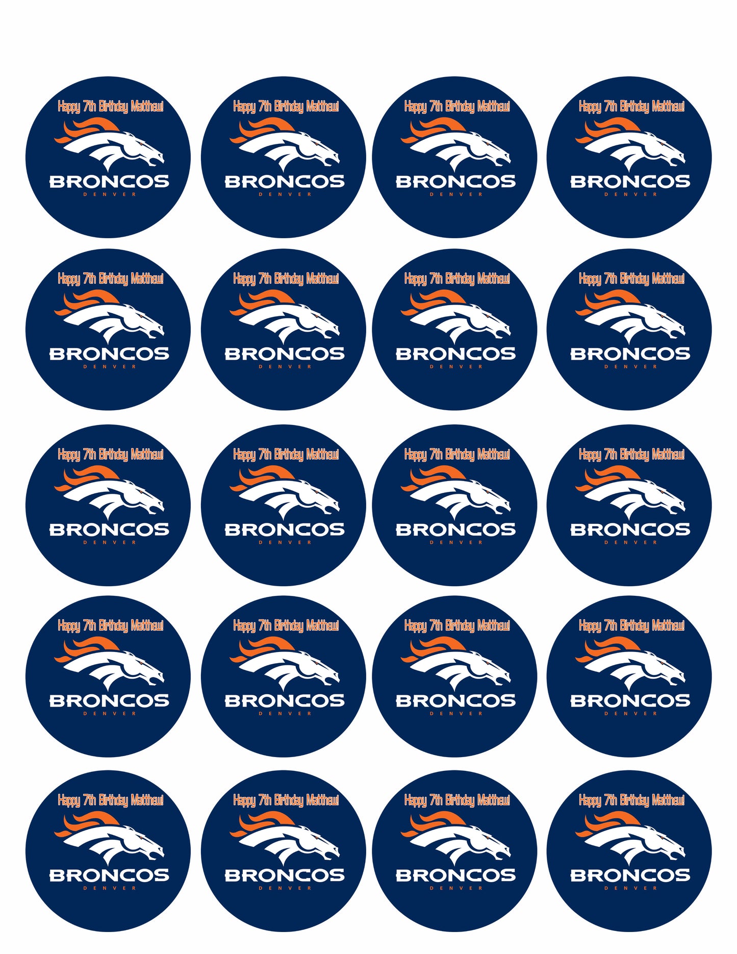 Denver Broncos (Nr2) - Edible Cake Topper, Cupcake Toppers, Strips