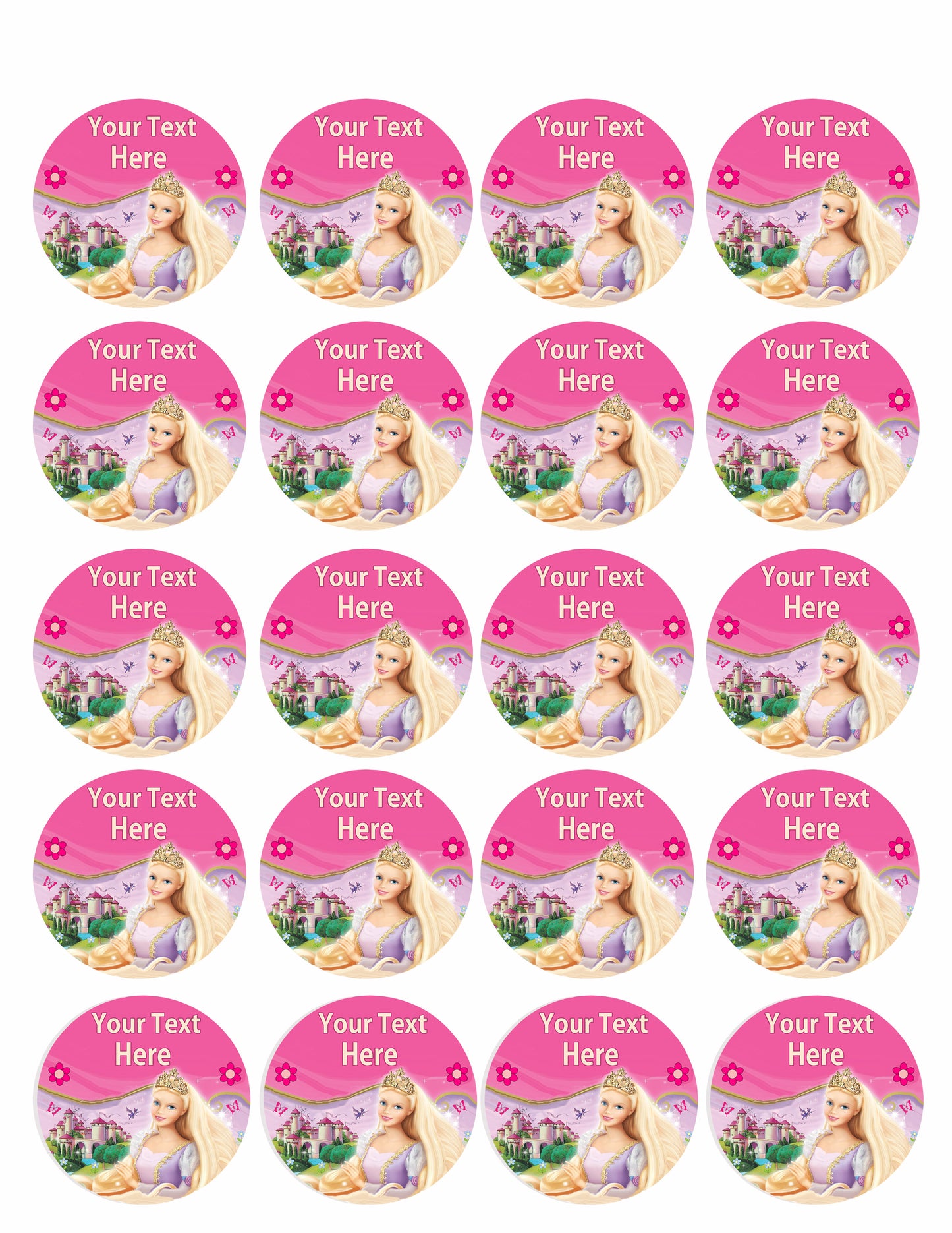 Barbie - Edible Cake Topper, Cupcake Toppers, Strips