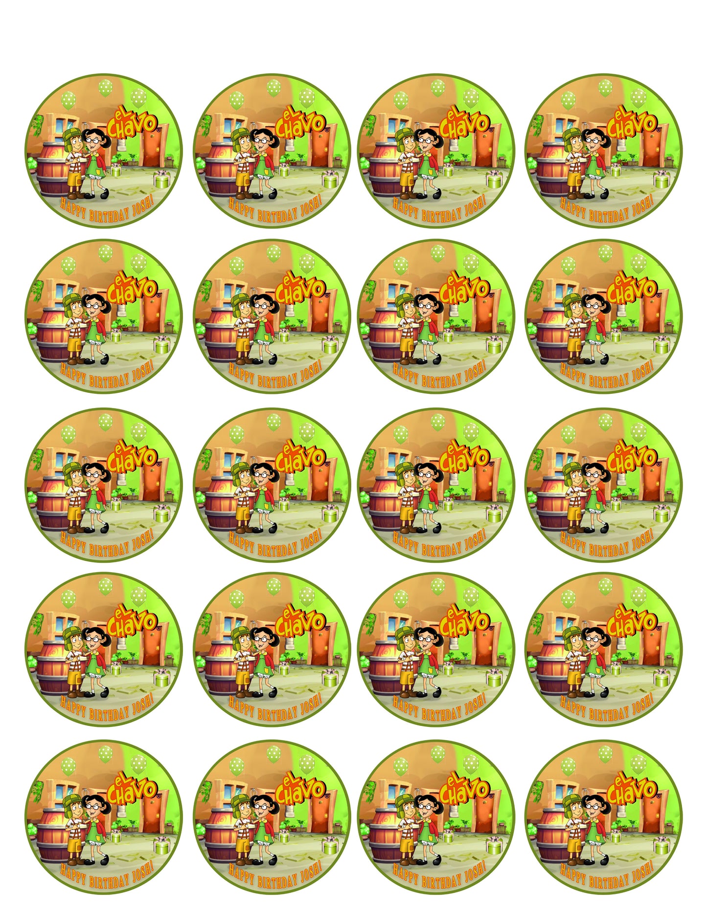 El Chavo del Ocho - Edible Cake Topper, Cupcake Toppers, Strips