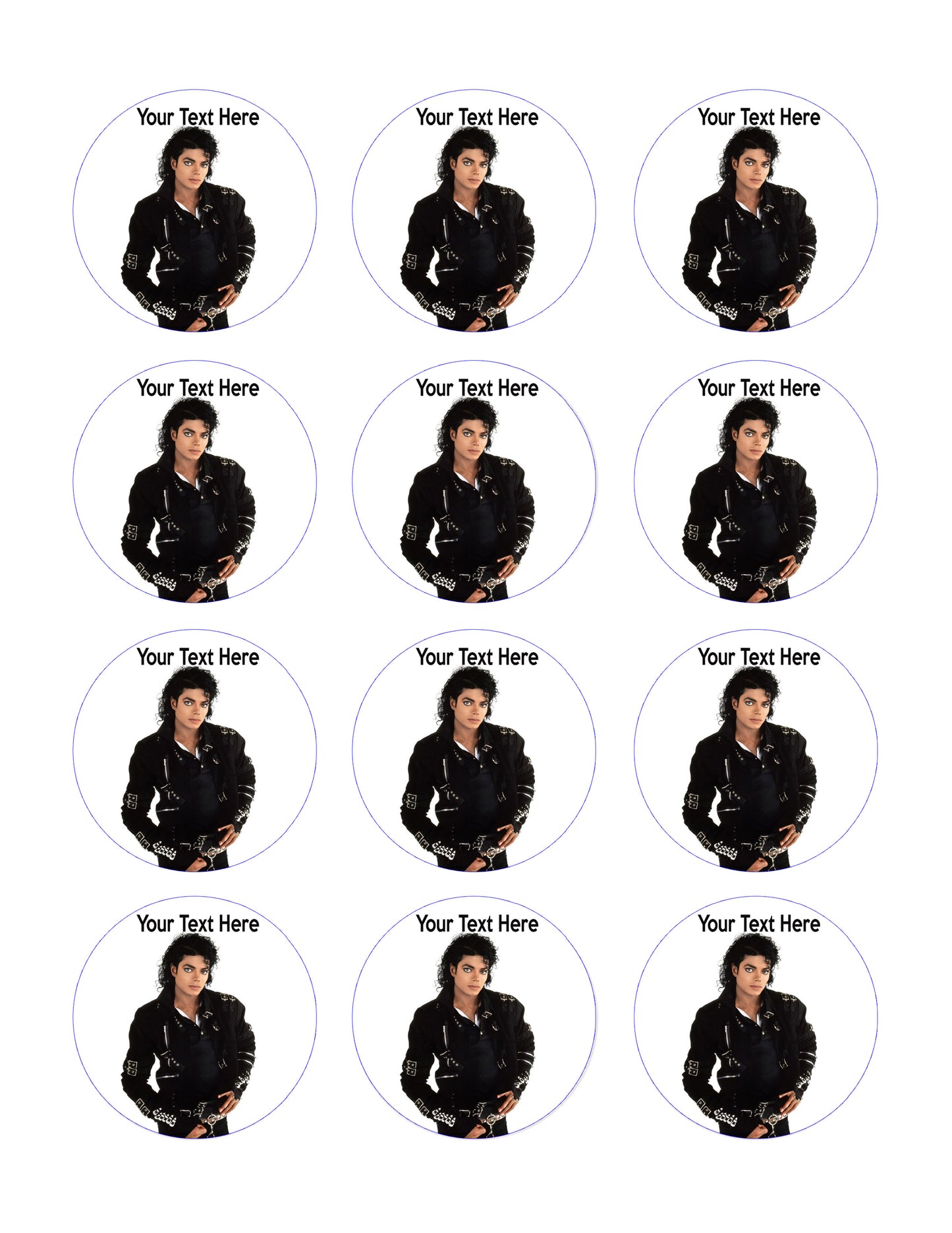 Michael Jackson - Edible Cake Topper, Cupcake Toppers, Strips