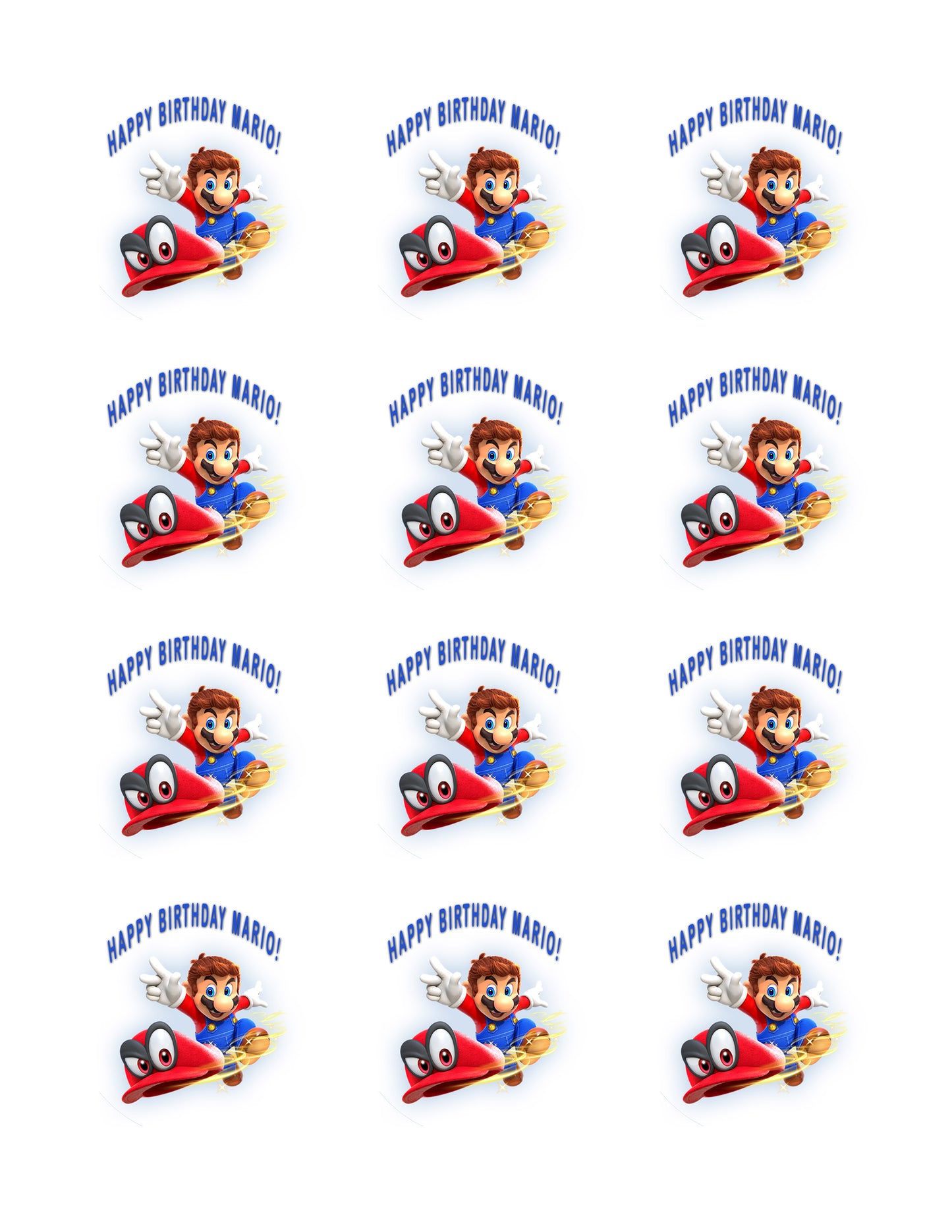 Mario - Edible Cake Topper or Cupcake Toppers, Strips